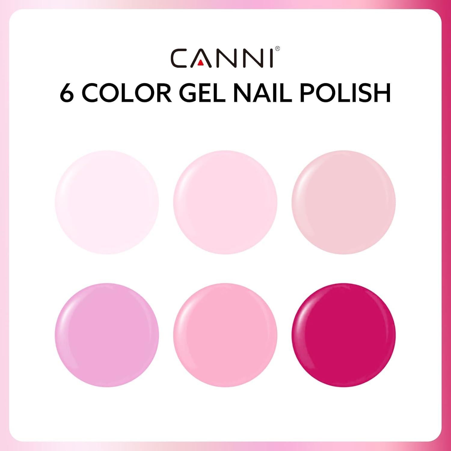 Set de Esmalte de Uñas en Gel CANNI 6 Piezas Rosa Claro