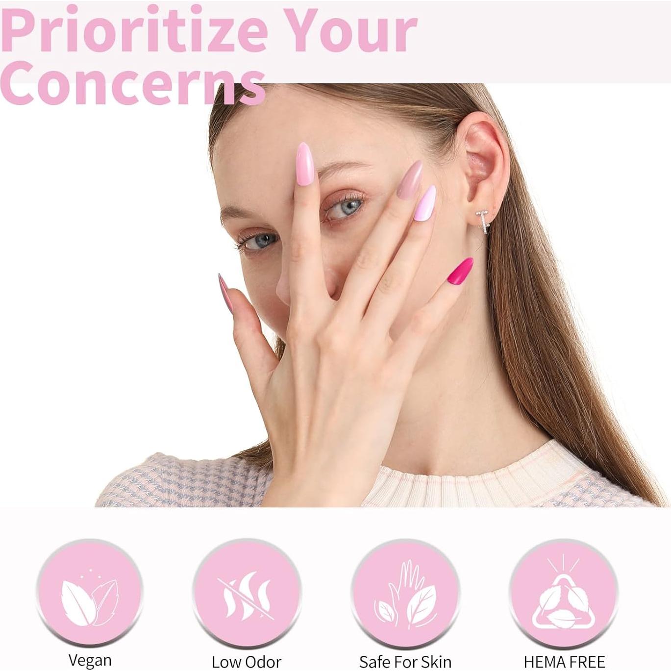 Set de Esmalte de Uñas en Gel CANNI 6 Piezas Rosa Claro