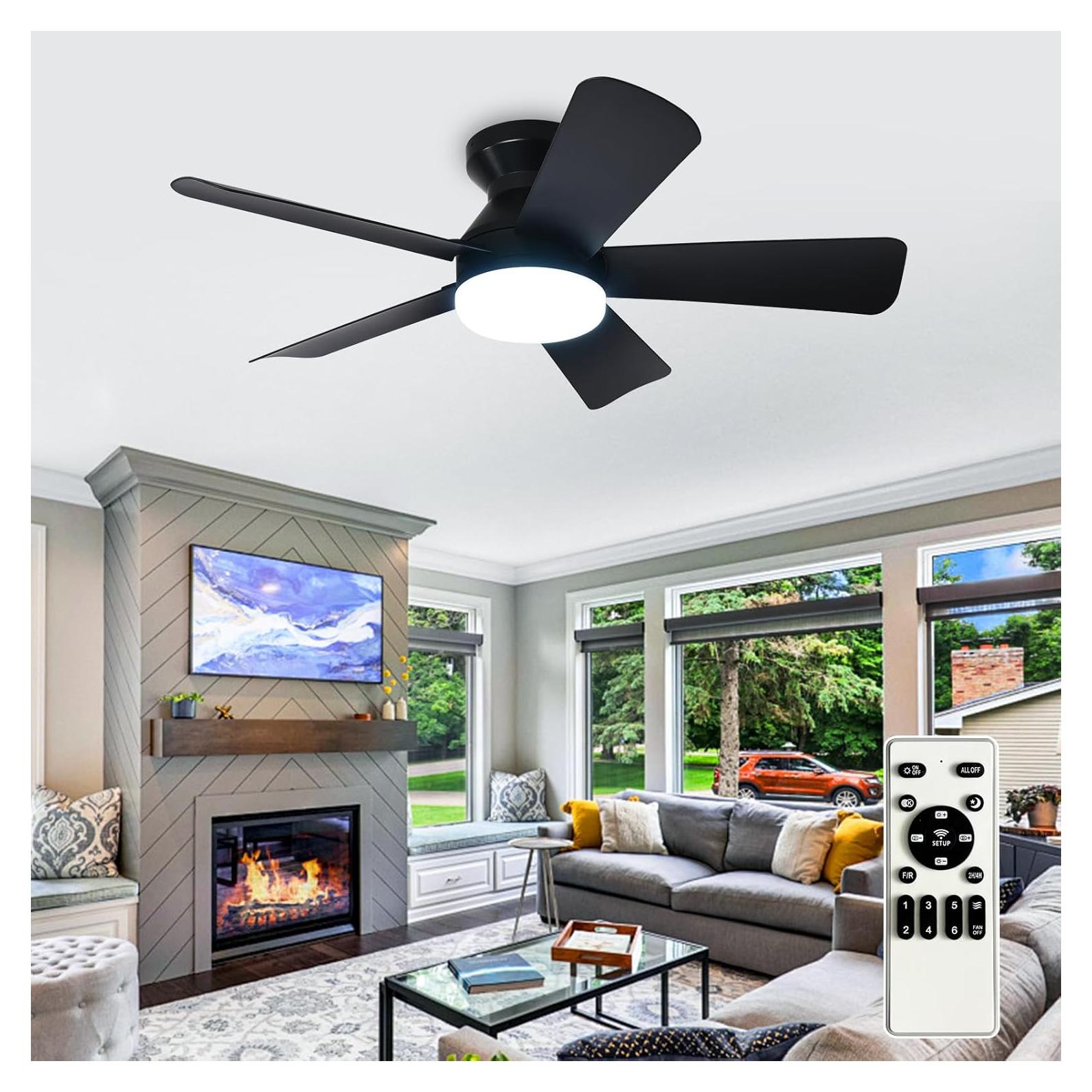 Ventilador de Techo Depuley 35 cm con Luz LED y Control Remoto