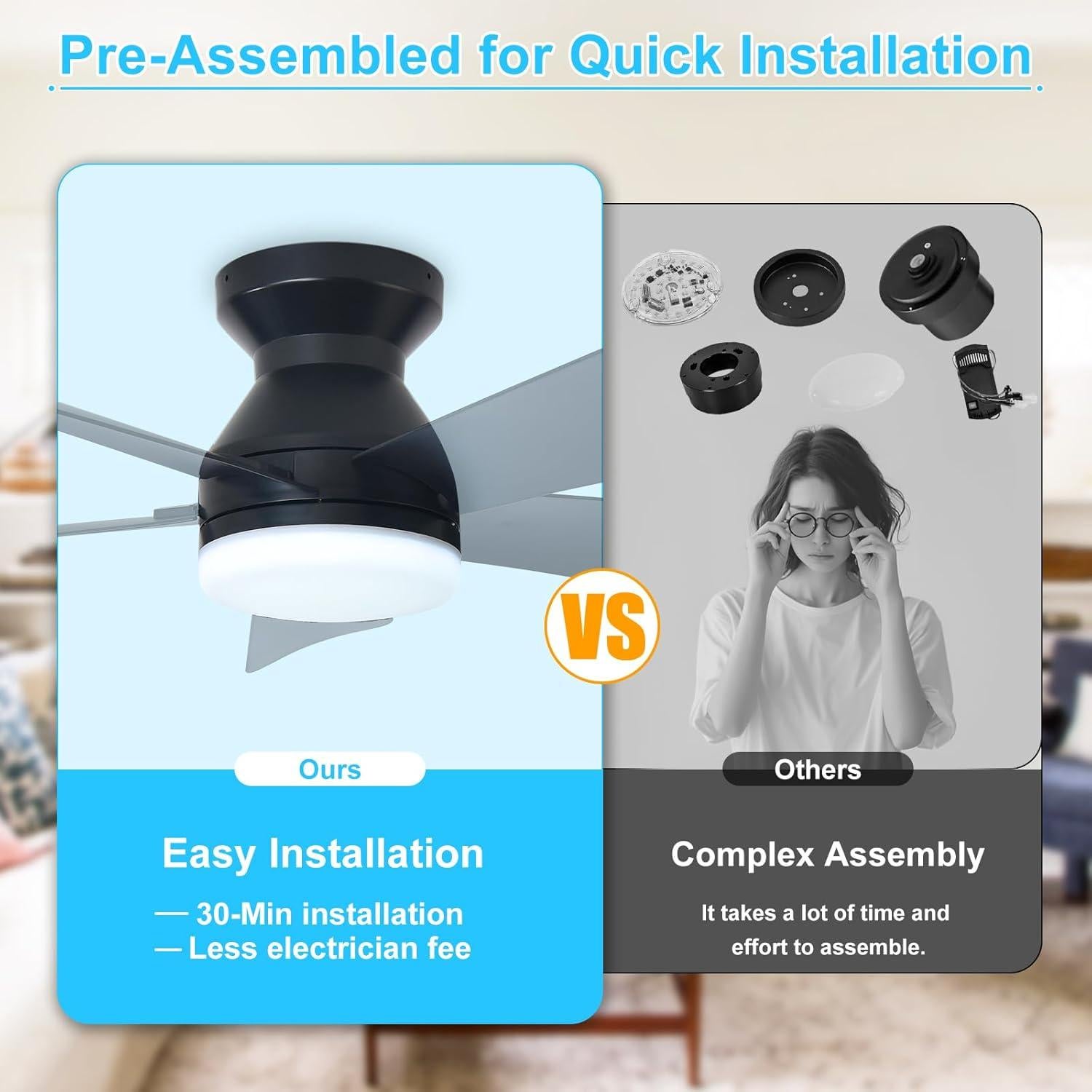 Ventilador de Techo Depuley 35 cm con Luz LED y Control Remoto