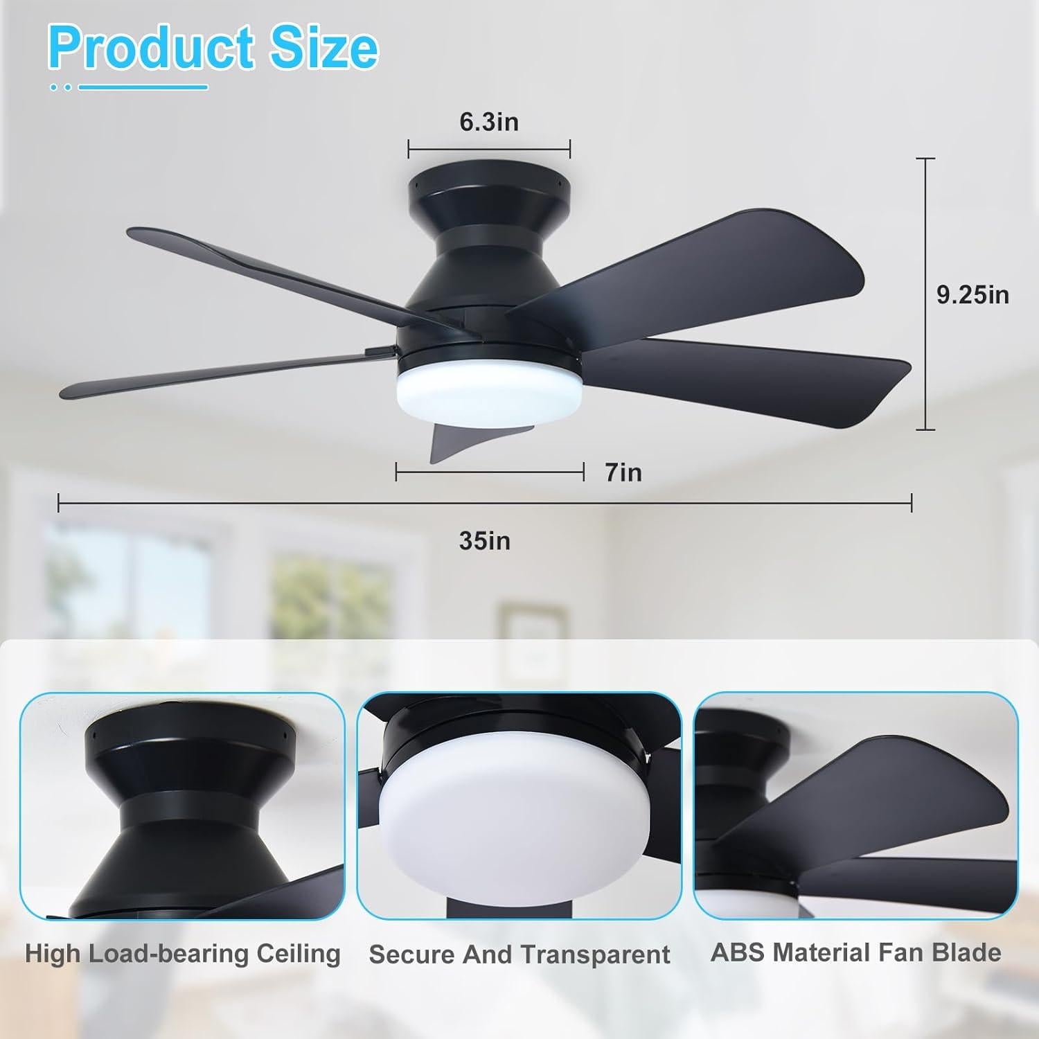 Ventilador de Techo Depuley 35 cm con Luz LED y Control Remoto