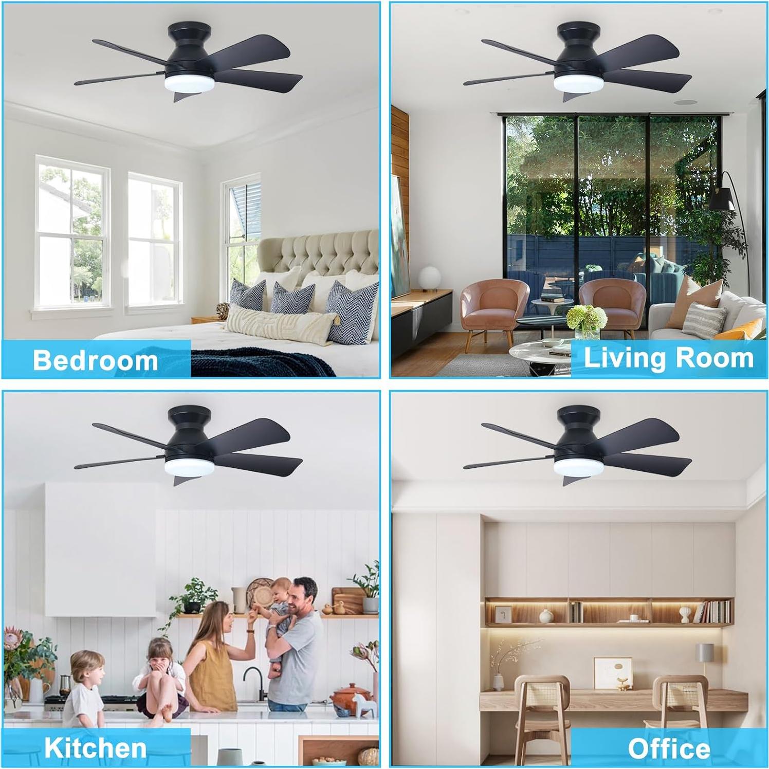 Ventilador de Techo Depuley 35 cm con Luz LED y Control Remoto