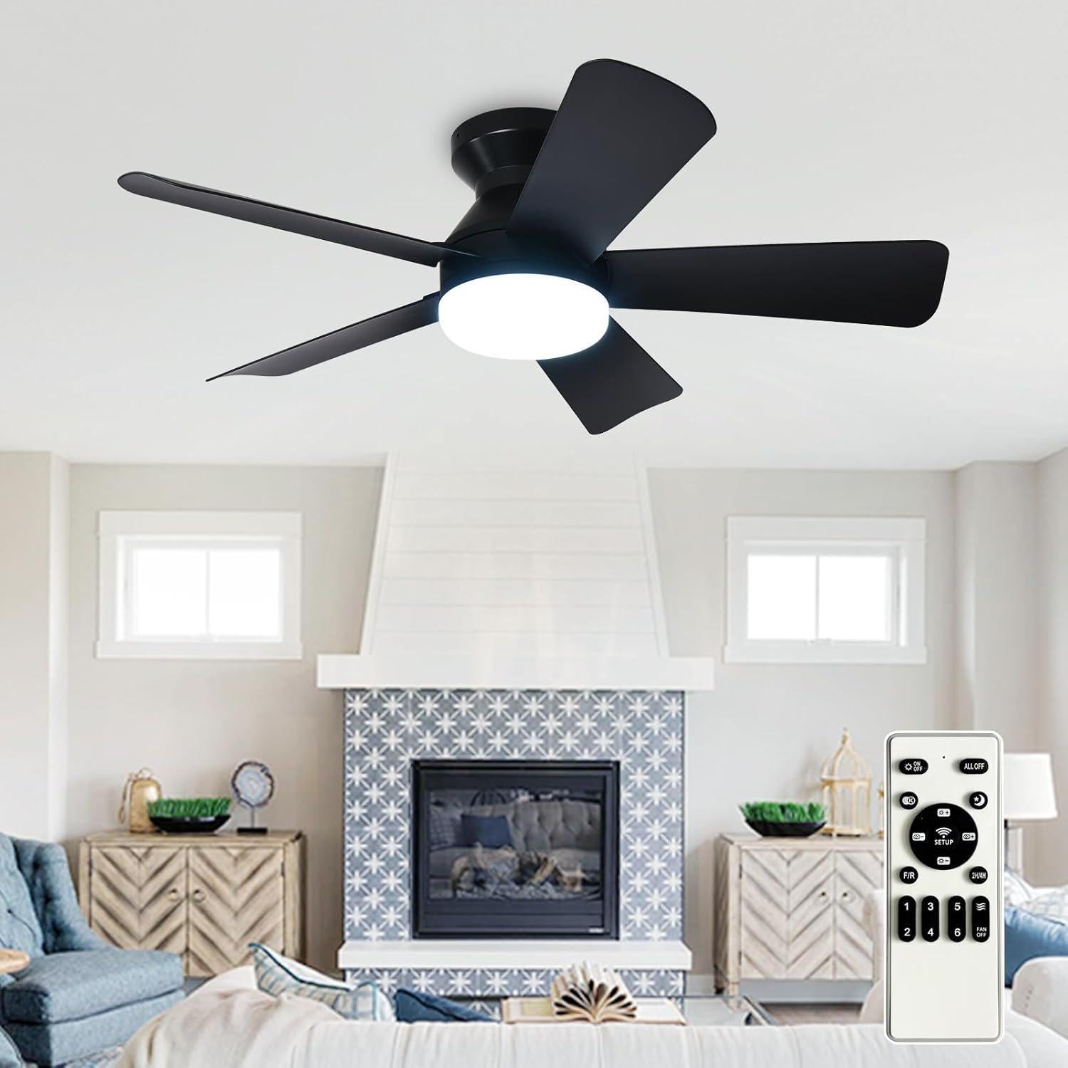 Ventilador de Techo Depuley 35 cm con Luz LED y Control Remoto