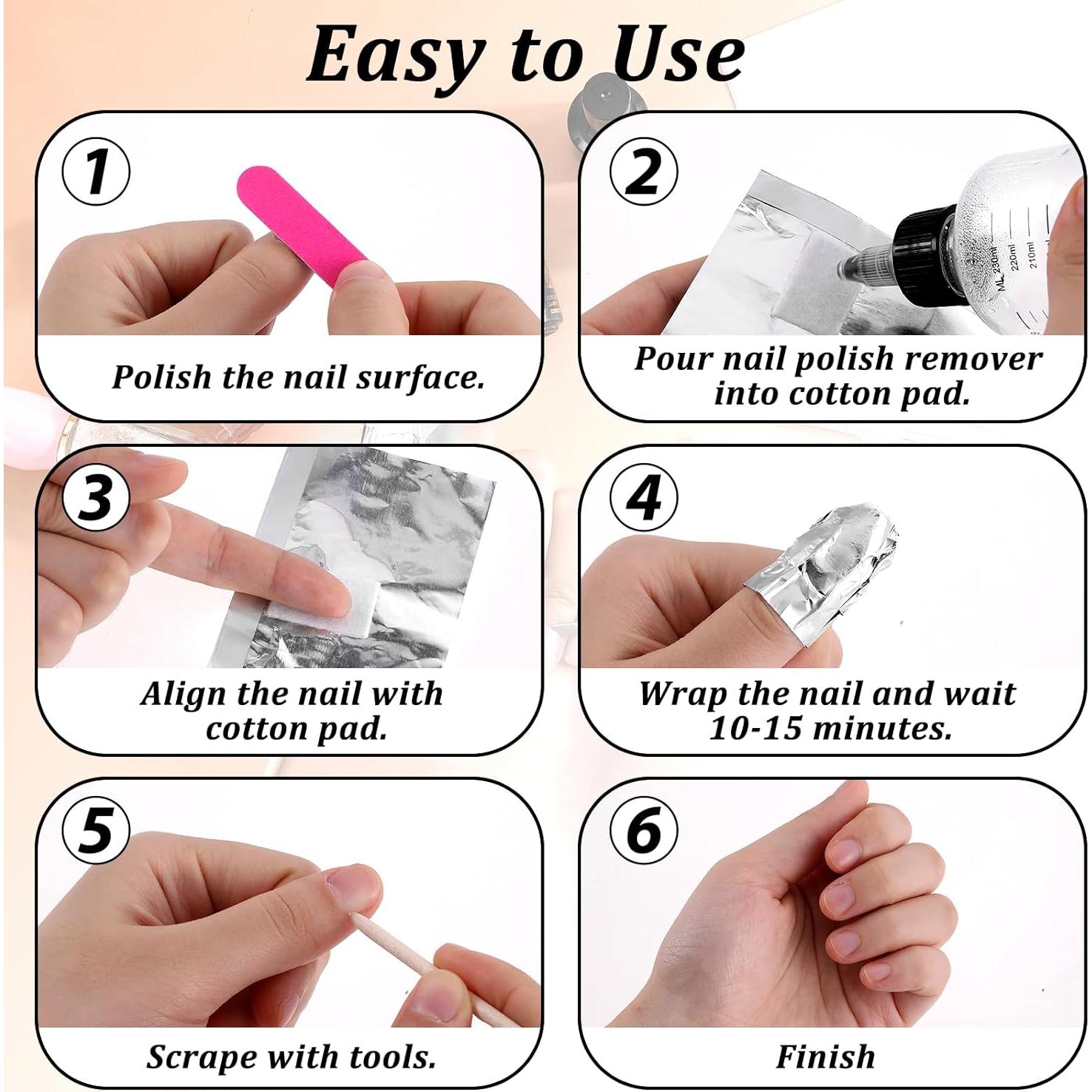 Papel de Aluminio para Quitar Esmalte de Uñas Giantree 100 Pcs