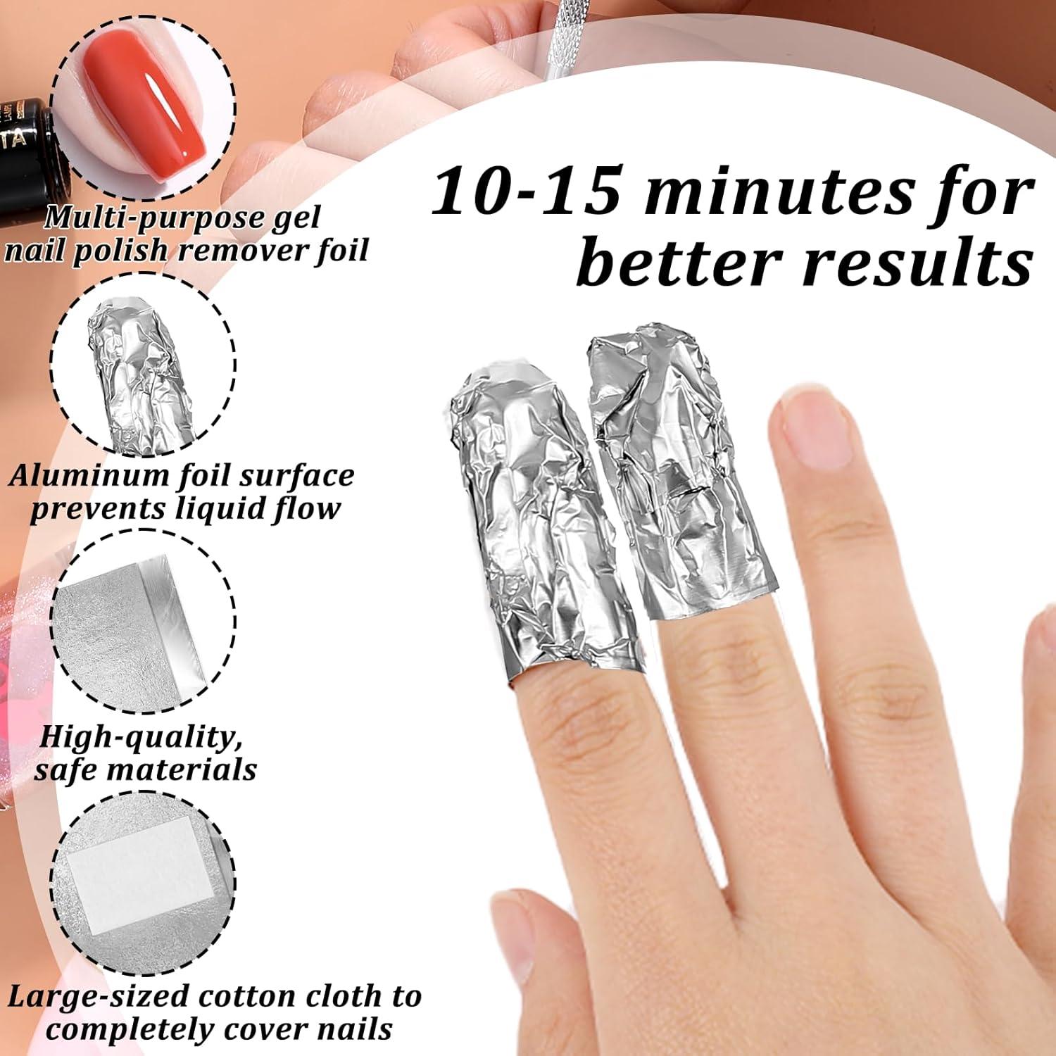 Papel de Aluminio para Quitar Esmalte de Uñas Giantree 100 Pcs