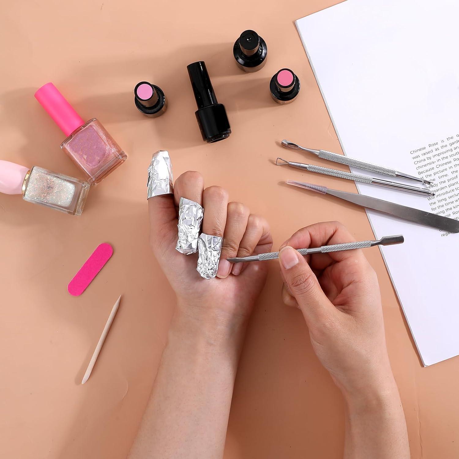 Papel de Aluminio para Quitar Esmalte de Uñas Giantree 100 Pcs