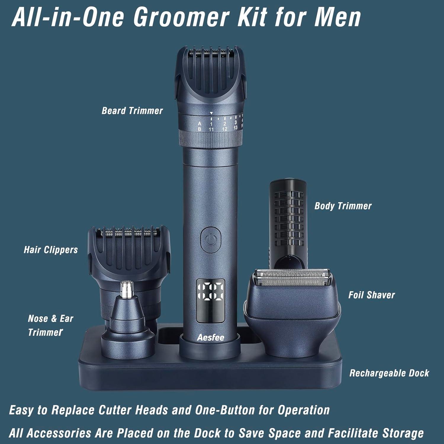 Recortadora de Barba Aesfee AF-8098 5-en-1 Impermeable