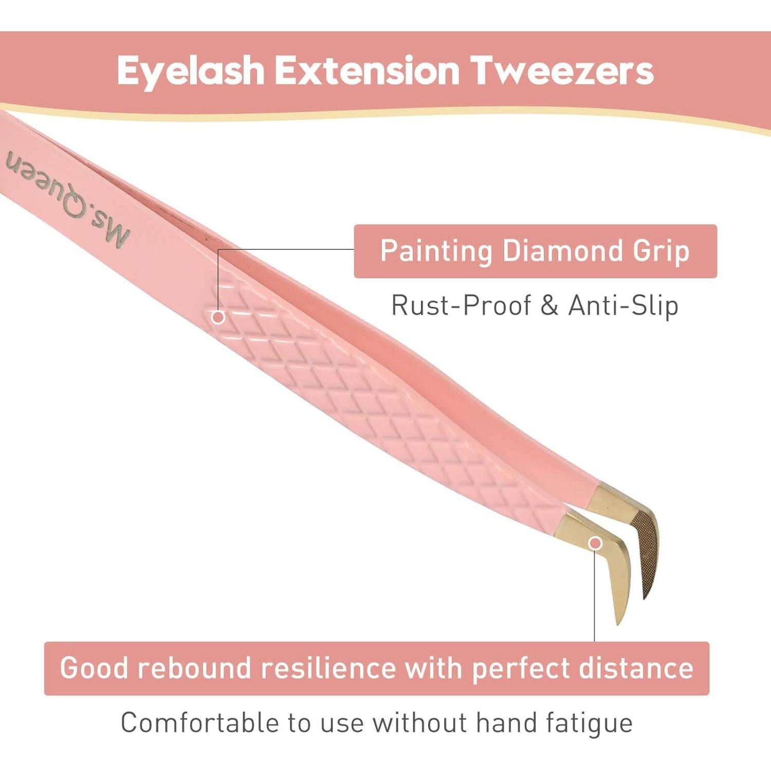 Pinzas Profesionales Ms.Queen para Extensiones de Pestañas 11cm