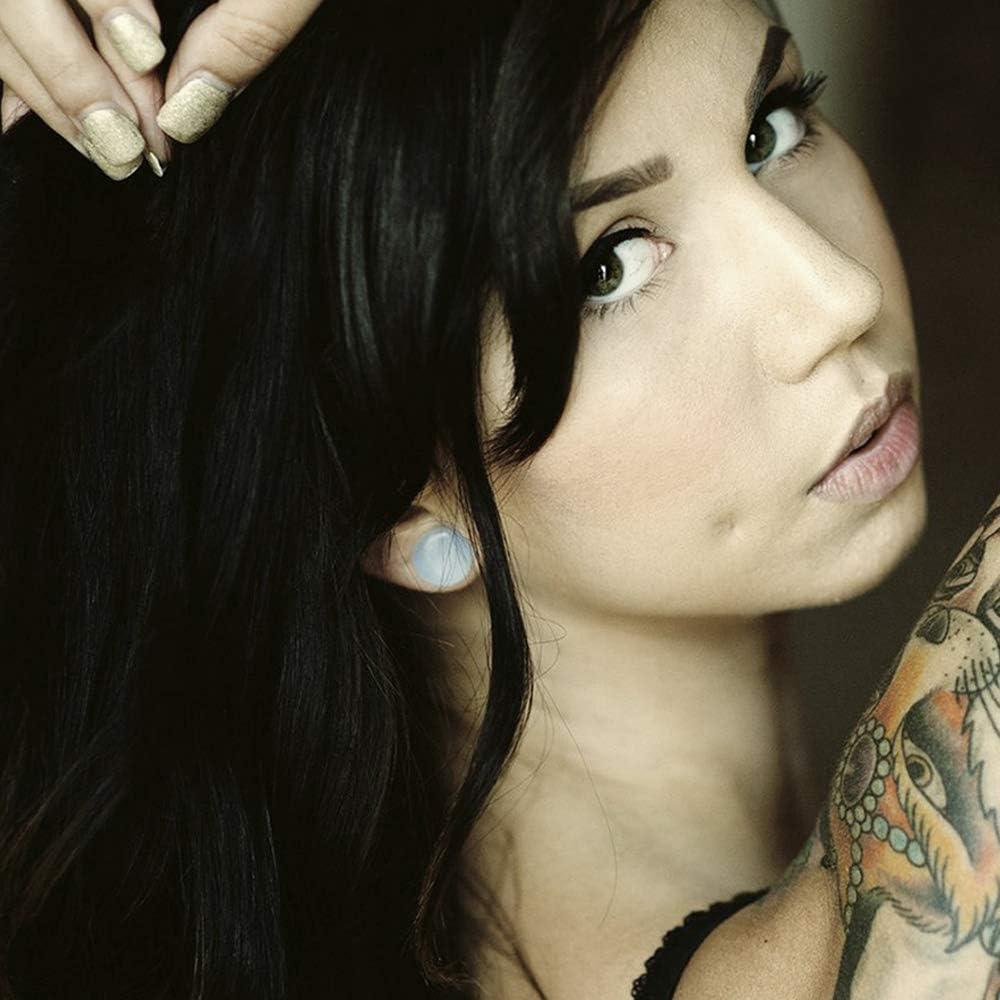 ZS Single Flare Clear Opalite Moonstone Ear Plugs and Tunnels with O-Ring Stretcher Expander Pair