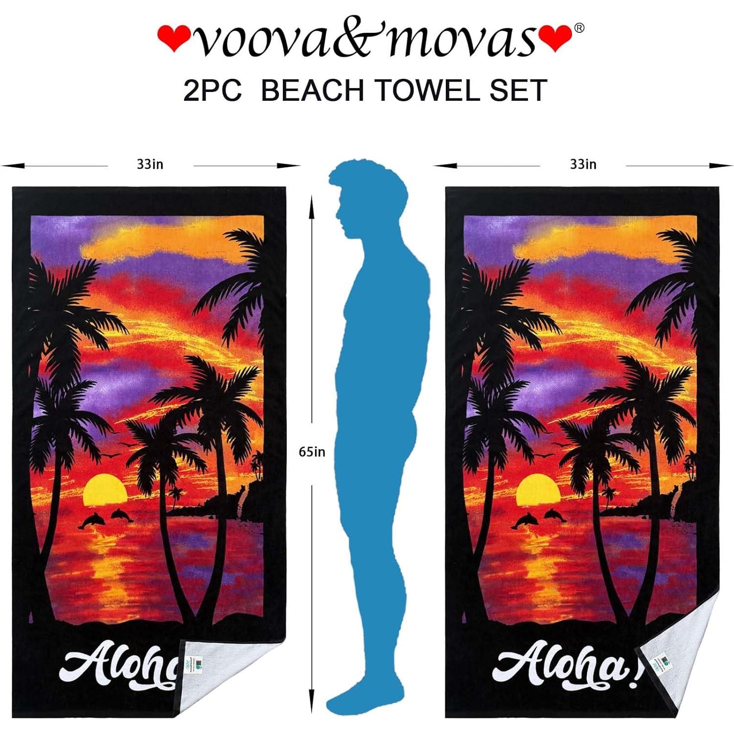 Toallas de Playa VOOVA & MOVAS 2 Piezas 100% Algodón 83.82x165.1cm