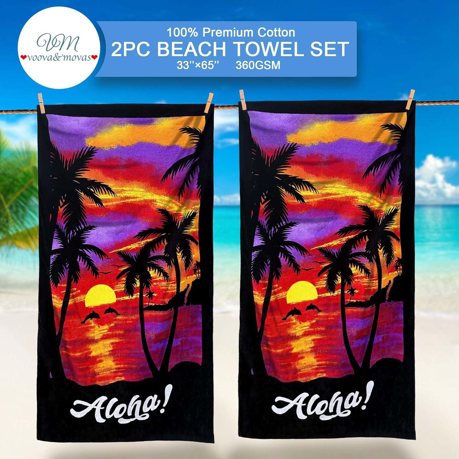 Toallas de Playa VOOVA & MOVAS 2 Piezas 100% Algodón 83.82x165.1cm