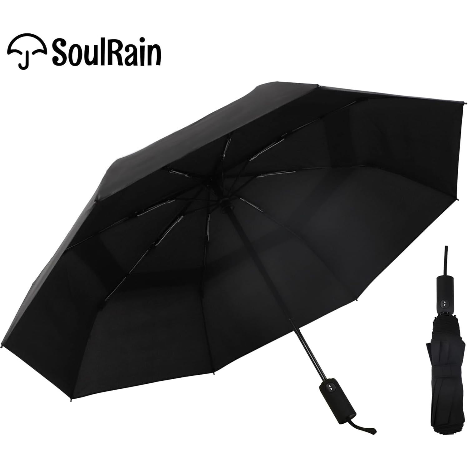 Paraguas Automático Plegable SoulRain Negro 109 cm Resistente