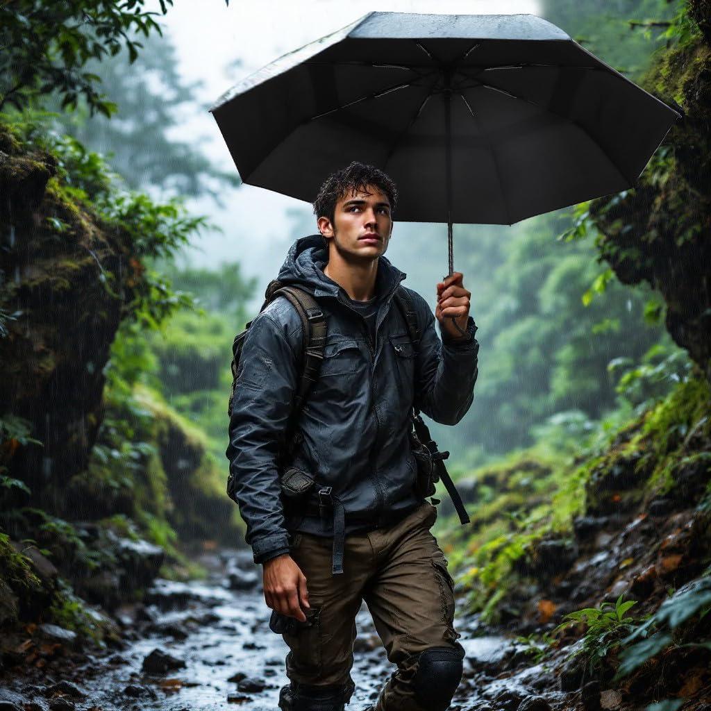 Paraguas Automático Plegable SoulRain Negro 109 cm Resistente