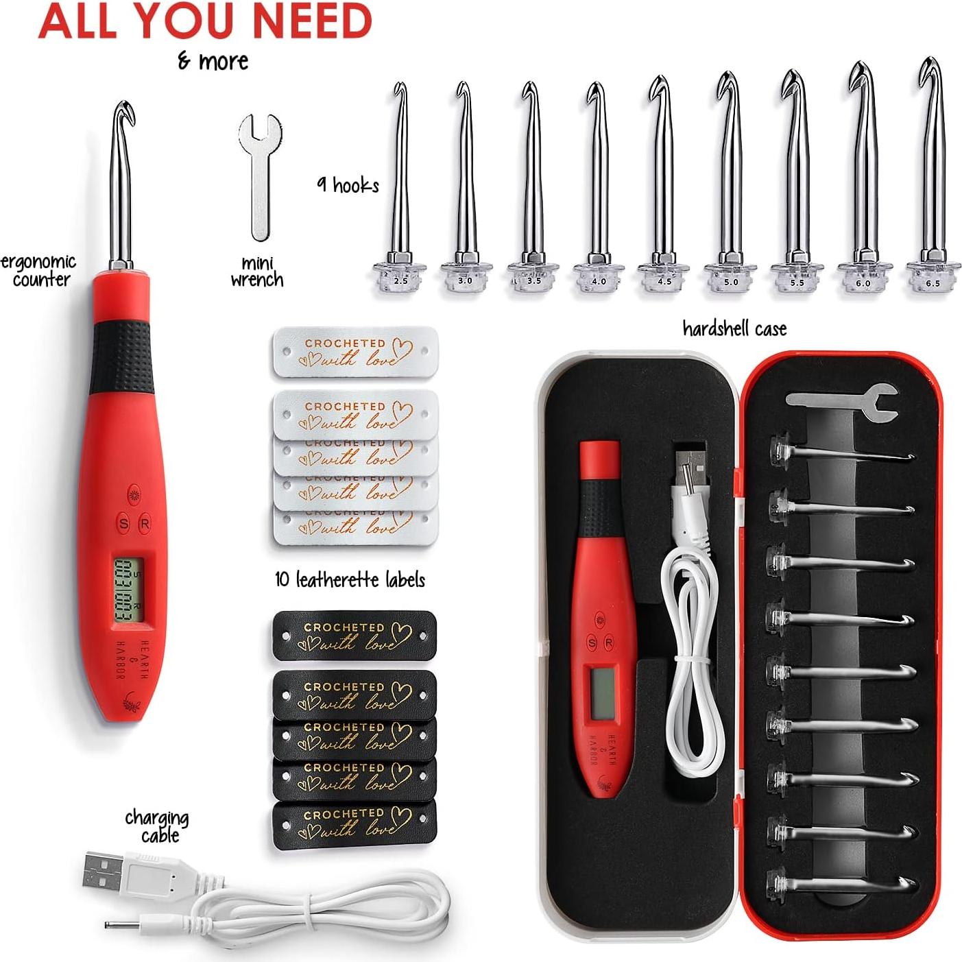 Juego de Ganchillos Iluminados Hearth & Harbor con Contador Digital