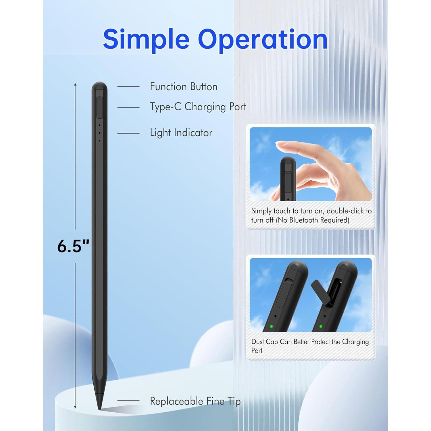 Lápiz Stylus Uogic para iPad - Carga Rápida, Rechazo de Palma