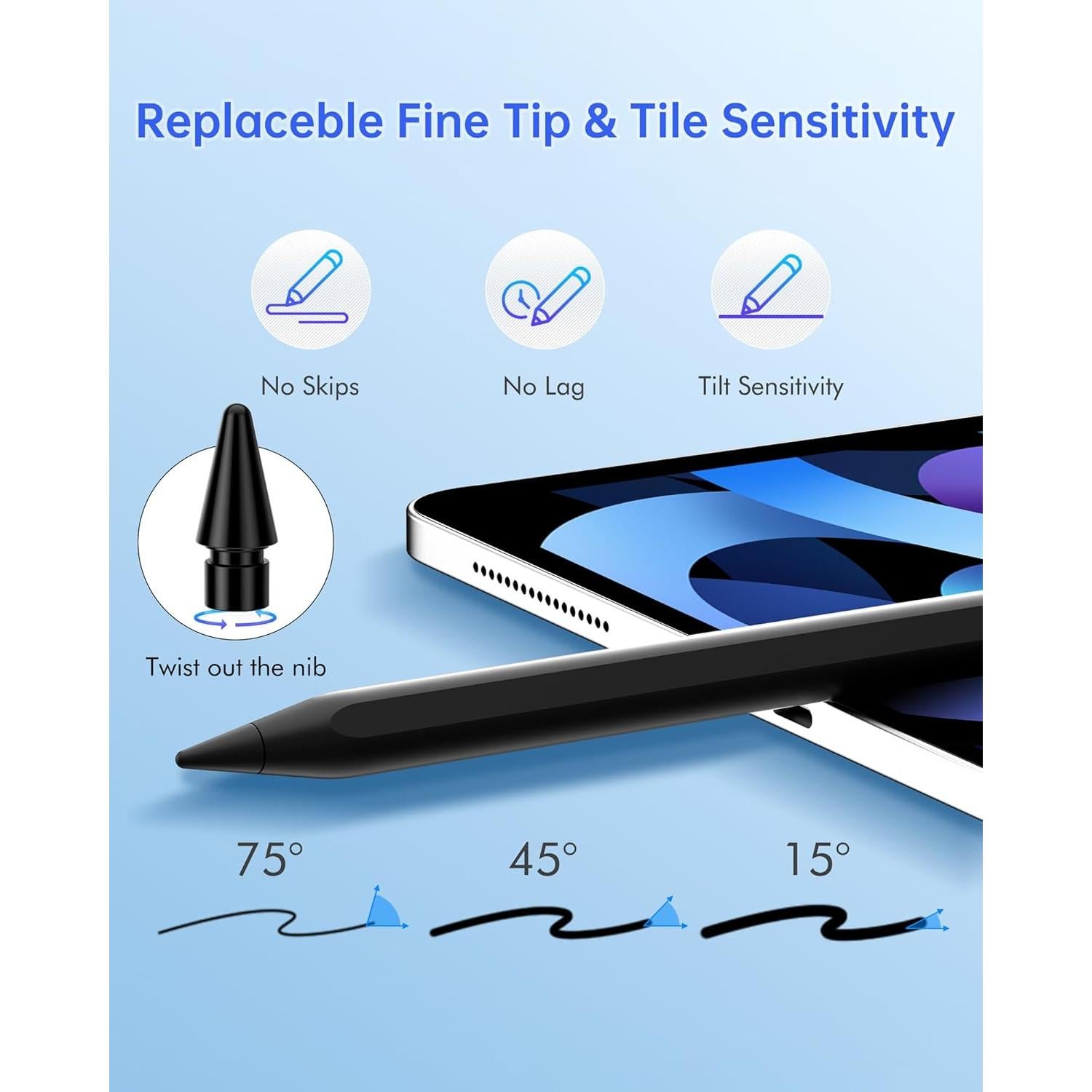 Lápiz Stylus Uogic para iPad - Carga Rápida, Rechazo de Palma