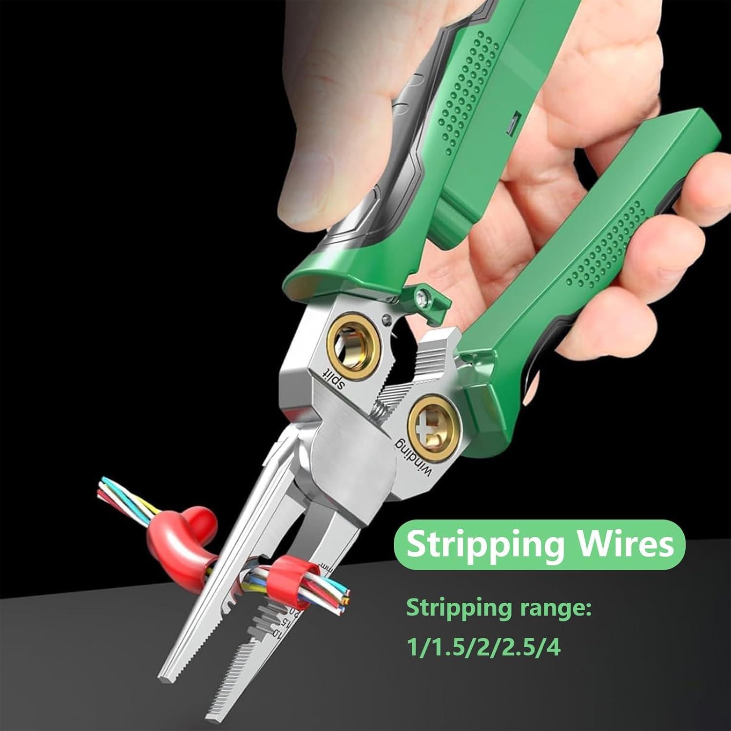 Destripador de Cables 7-en-1 Boxonly Verde, Alicates Multifuncionales