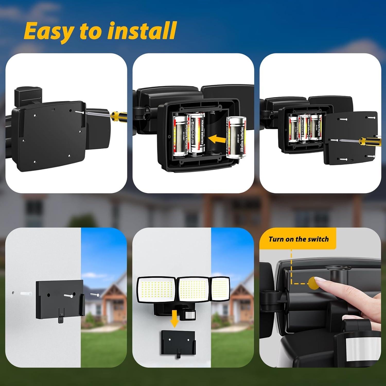 Luz de Sensor de Movimiento AIXPI 1500LM IP65 Batería para Exterior