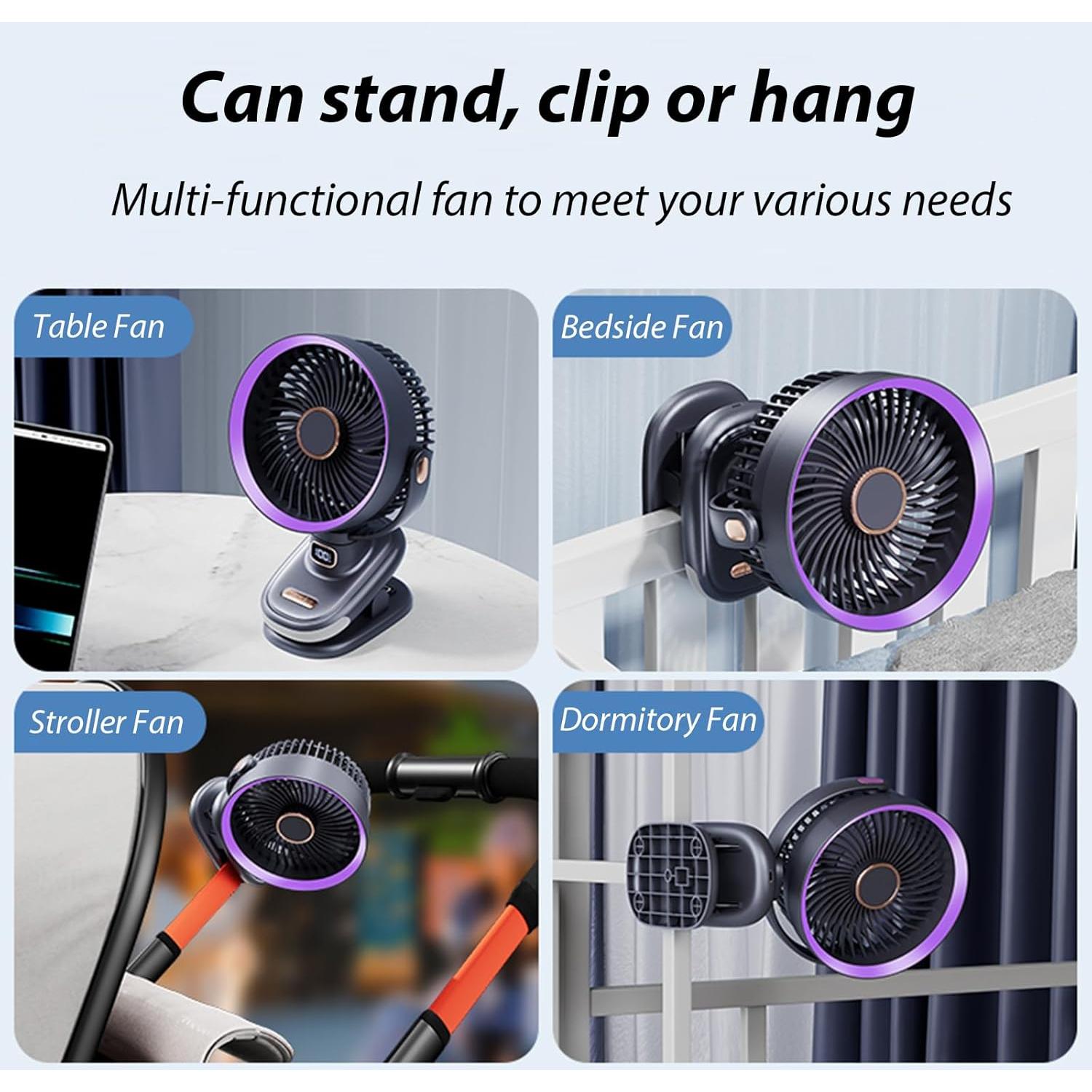 Ventilador Portátil Clip SAYTAY 5V 2400mAh Oscilante Beige