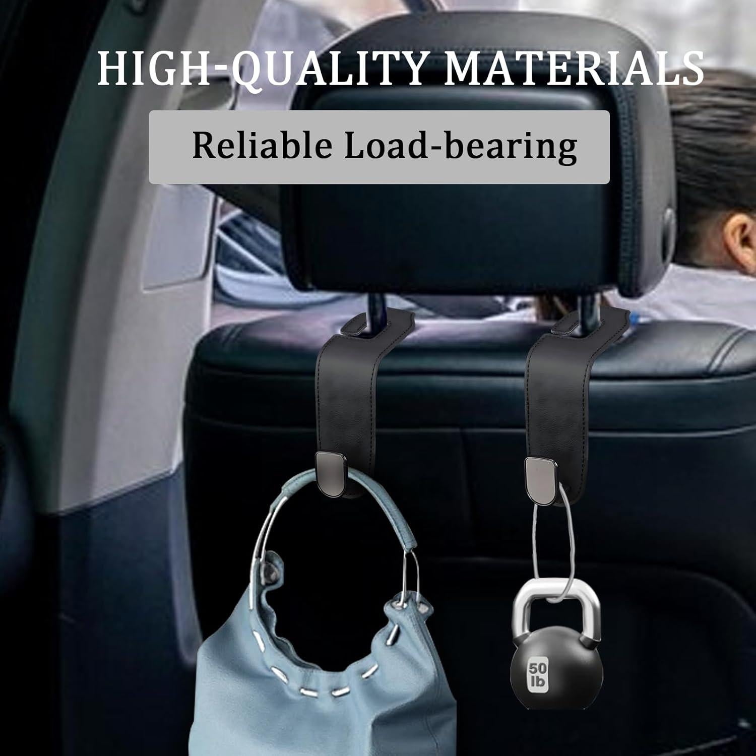 Ganchos de cuero para reposacabezas Gluebar - Beige 2 Pack