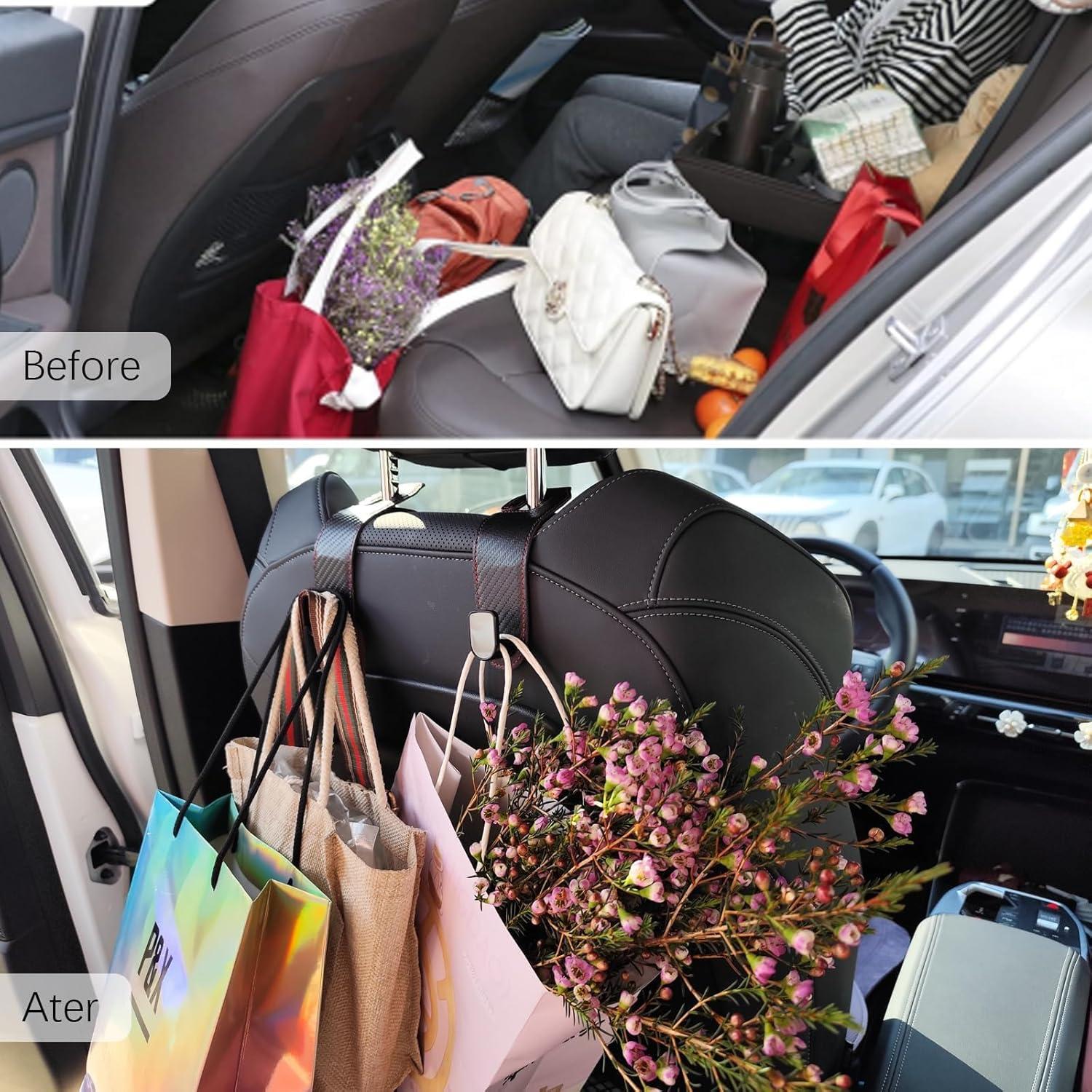 Ganchos de cuero para reposacabezas Gluebar - Beige 2 Pack