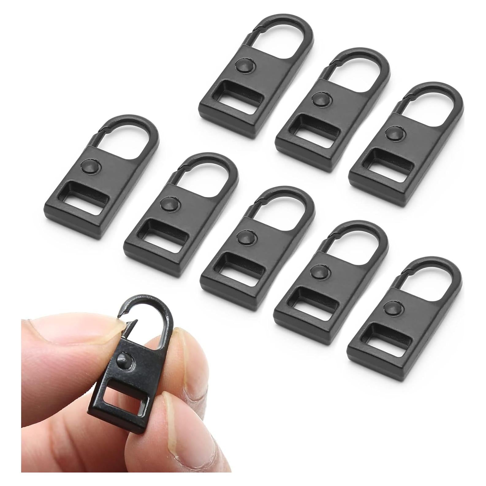 Tiradores de Cremallera Waziaqoc 8 Piezas Metal Negro