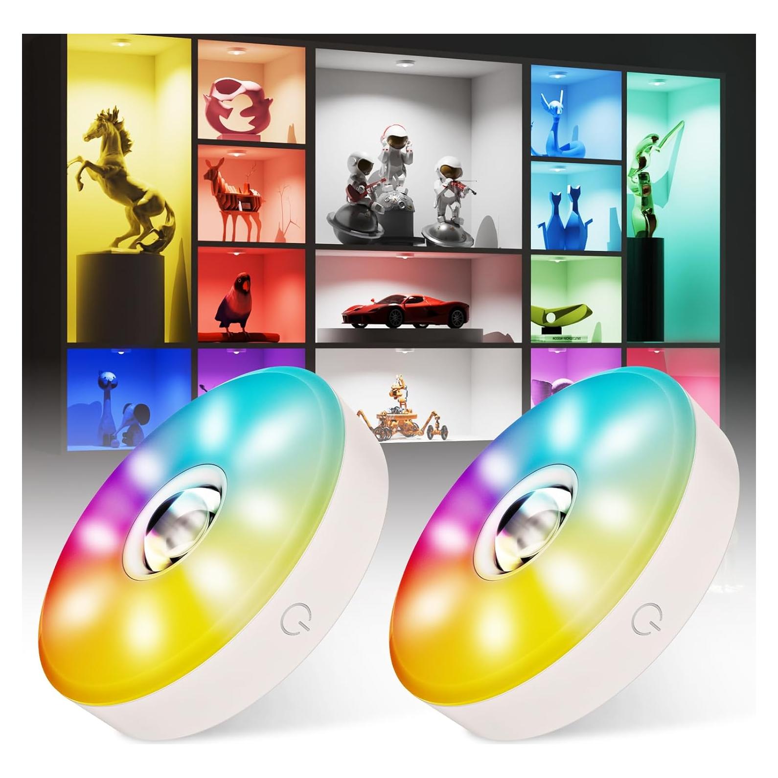 Luces Puck LED Recargables MEKKLEON 2 Paquetes RGB Control Remoto