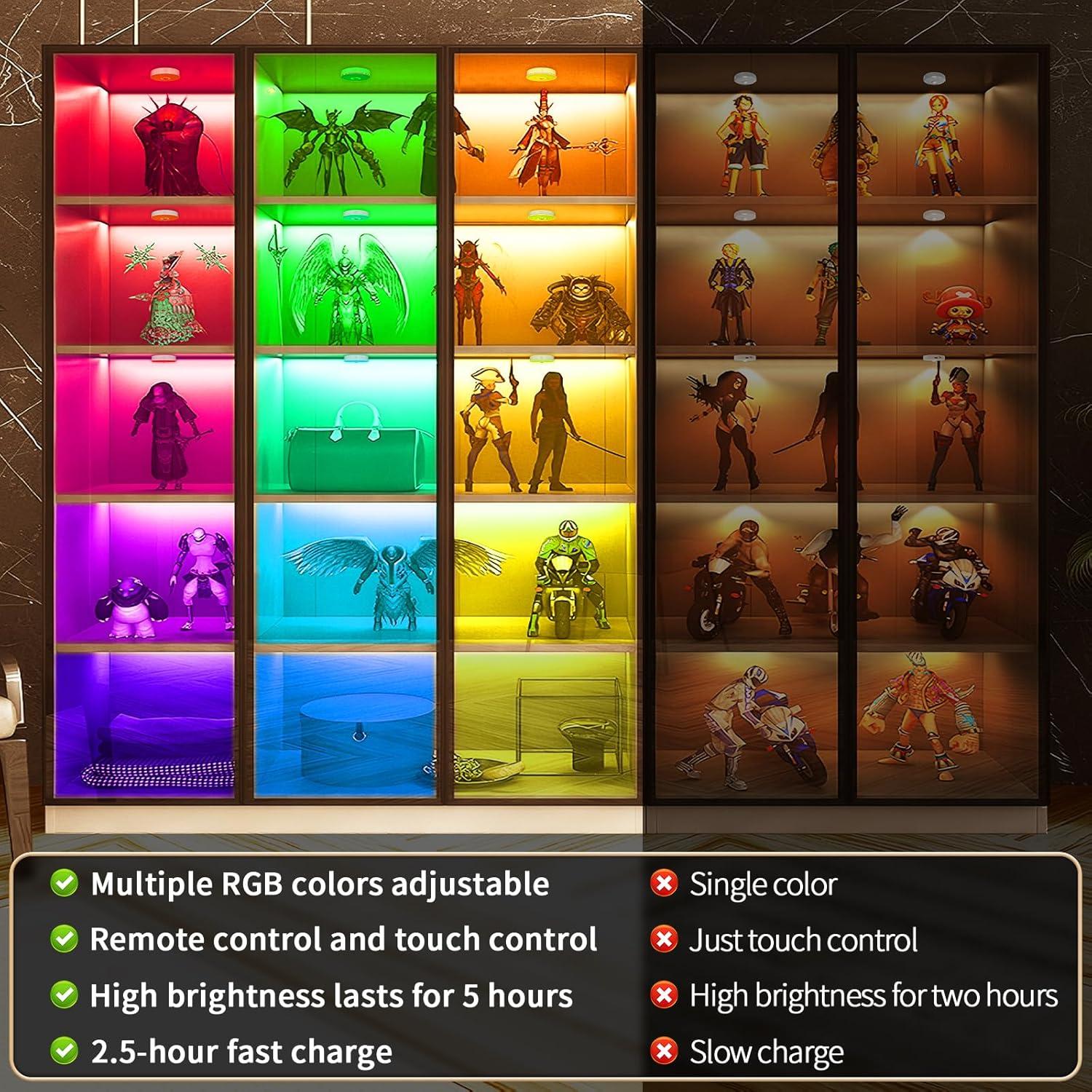 Luces Puck LED Recargables MEKKLEON 2 Paquetes RGB Control Remoto