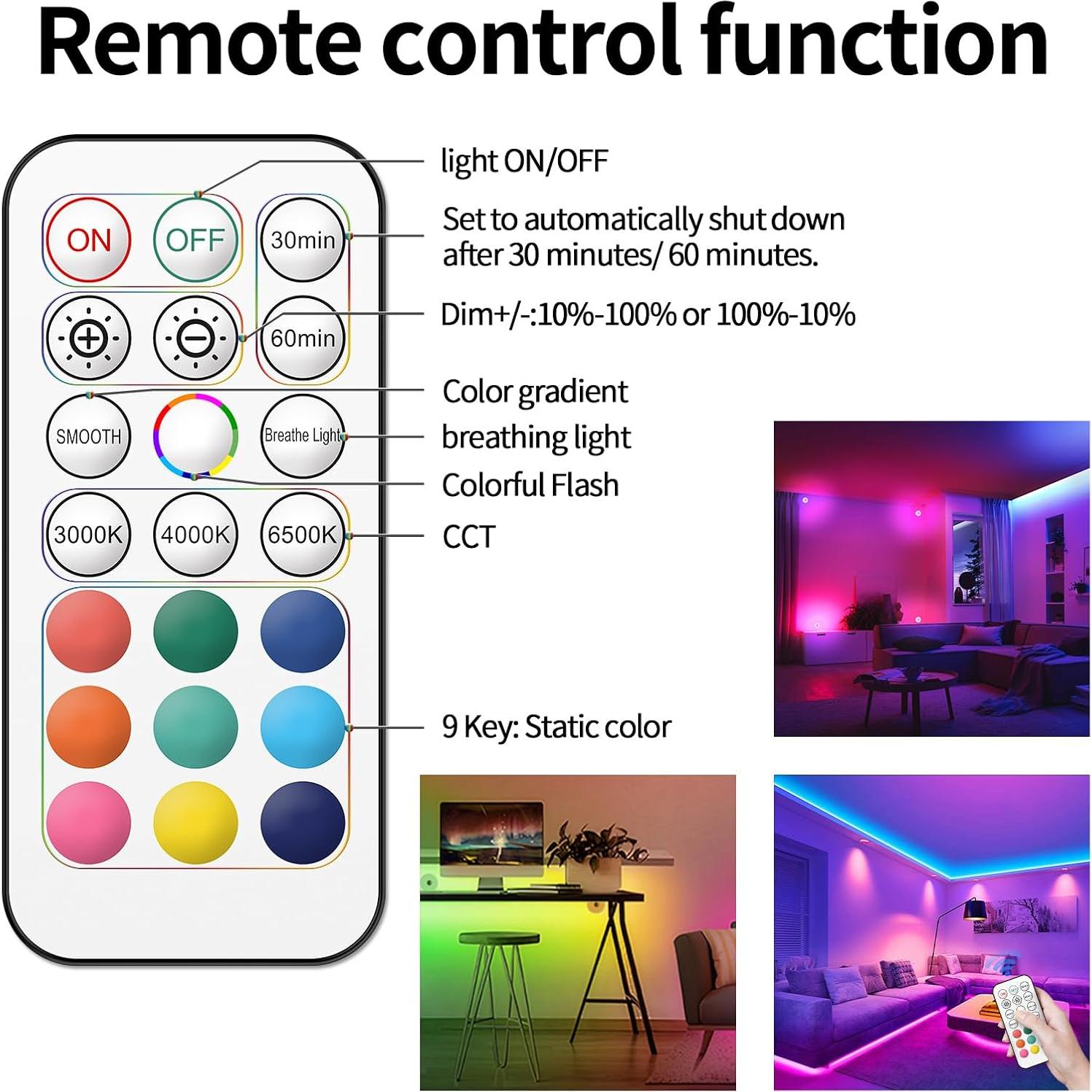 Luces Puck LED Recargables MEKKLEON 2 Paquetes RGB Control Remoto