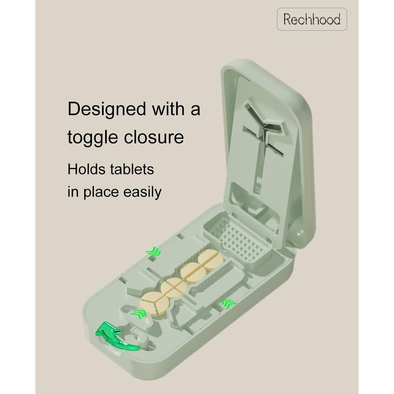 Cortador de Pastillas 3 en 1 Rechhood con Estuche Verde