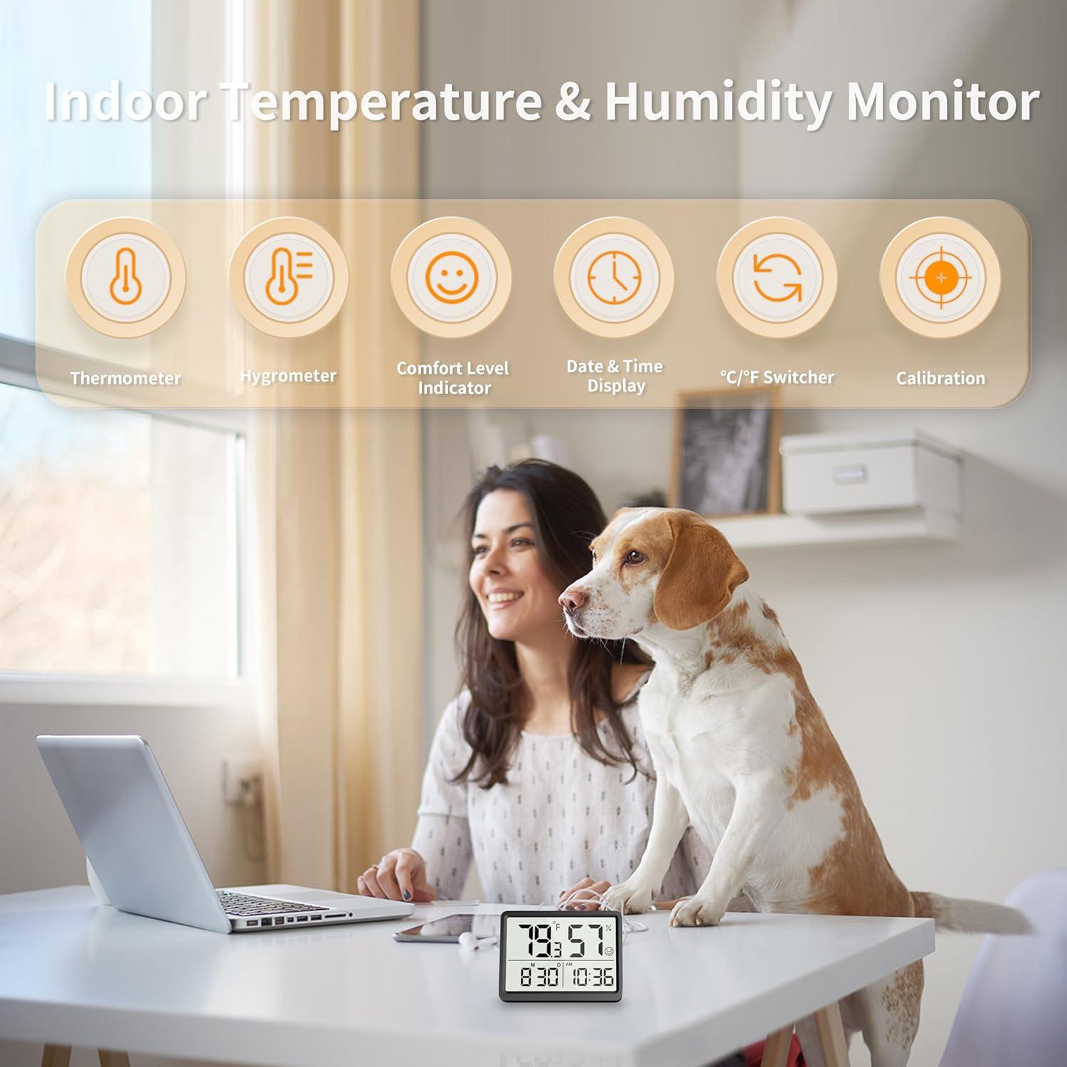 Termómetro de habitación DOOMAY - Monitor de temperatura y humedad LCD