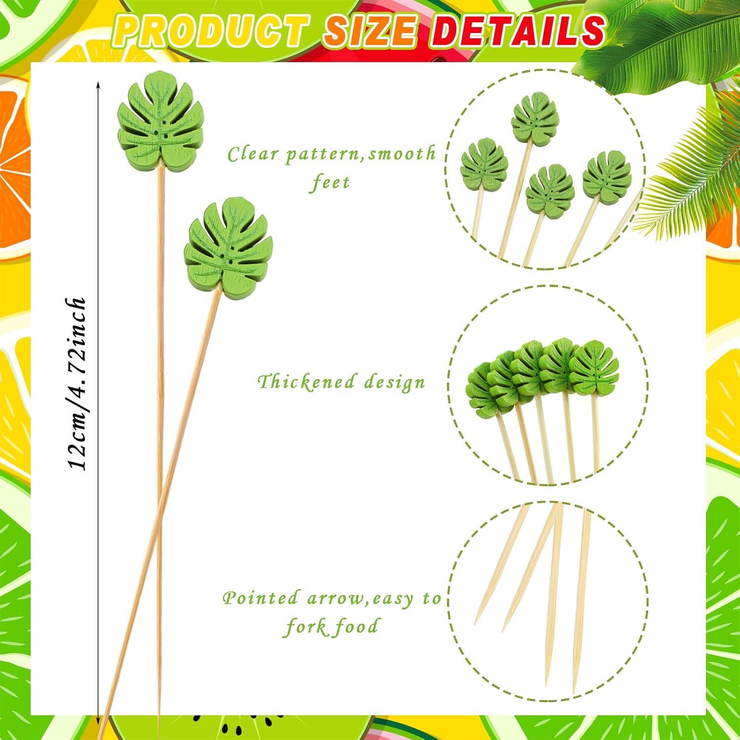 Palillos de Cóctel WILLBOND 200 Pcs Bambú Monstera Deliciosa