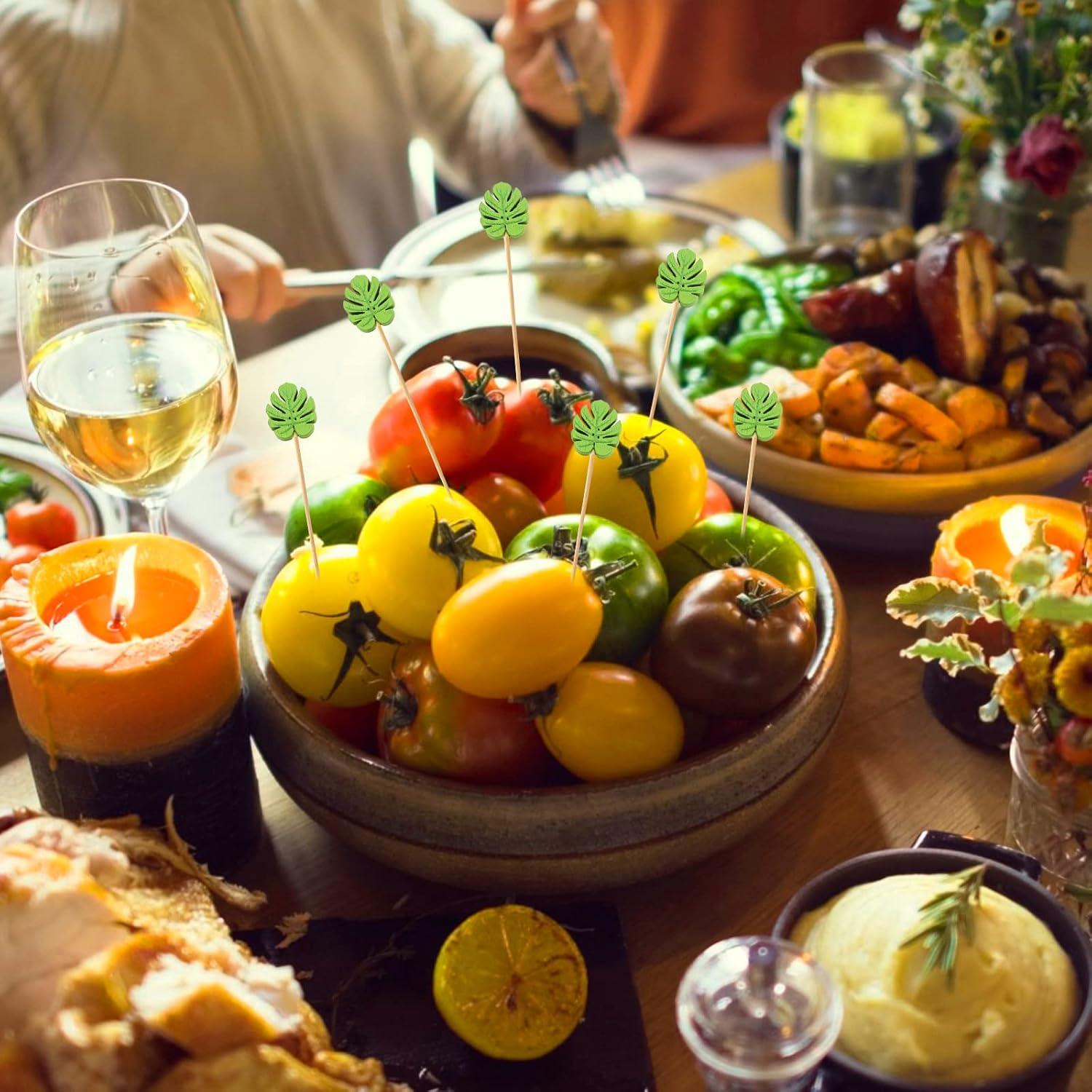 Palillos de Cóctel WILLBOND 200 Pcs Bambú Monstera Deliciosa