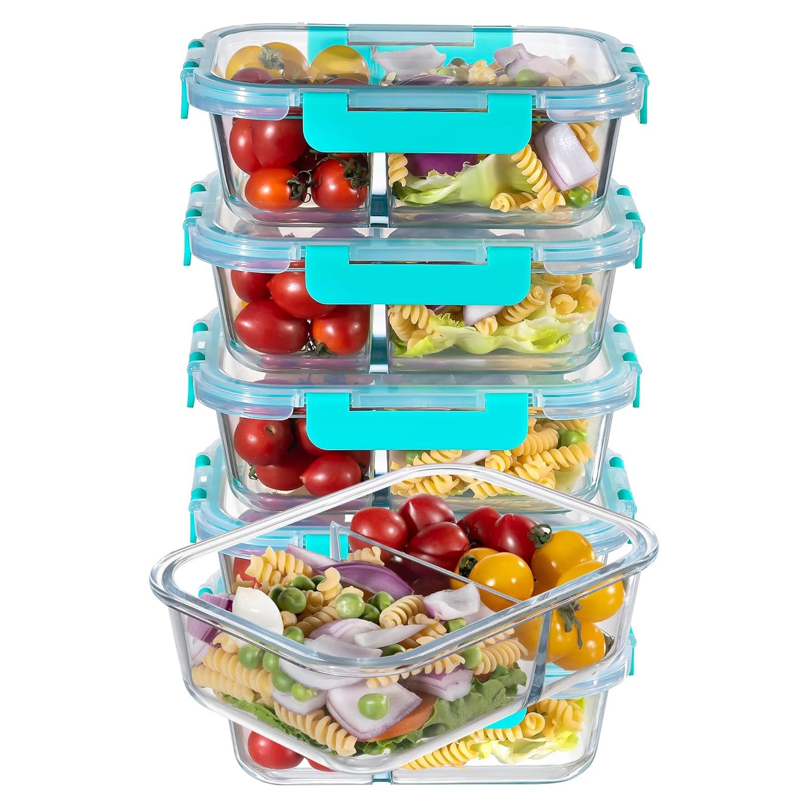 Contenedores de Almacenamiento de Vidrio MFY 5-Pack 1.06L Verde