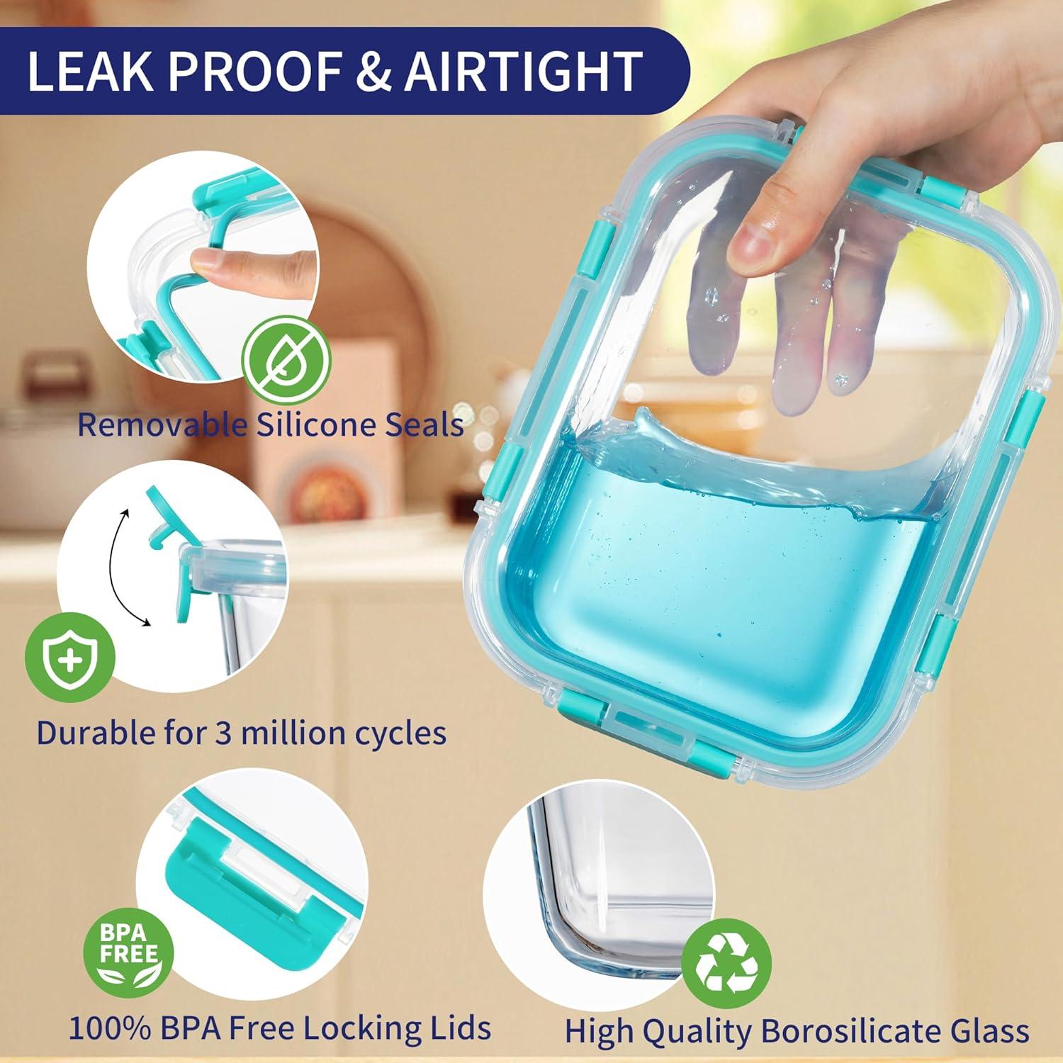 Contenedores de Almacenamiento de Vidrio MFY 5-Pack 1.06L Verde