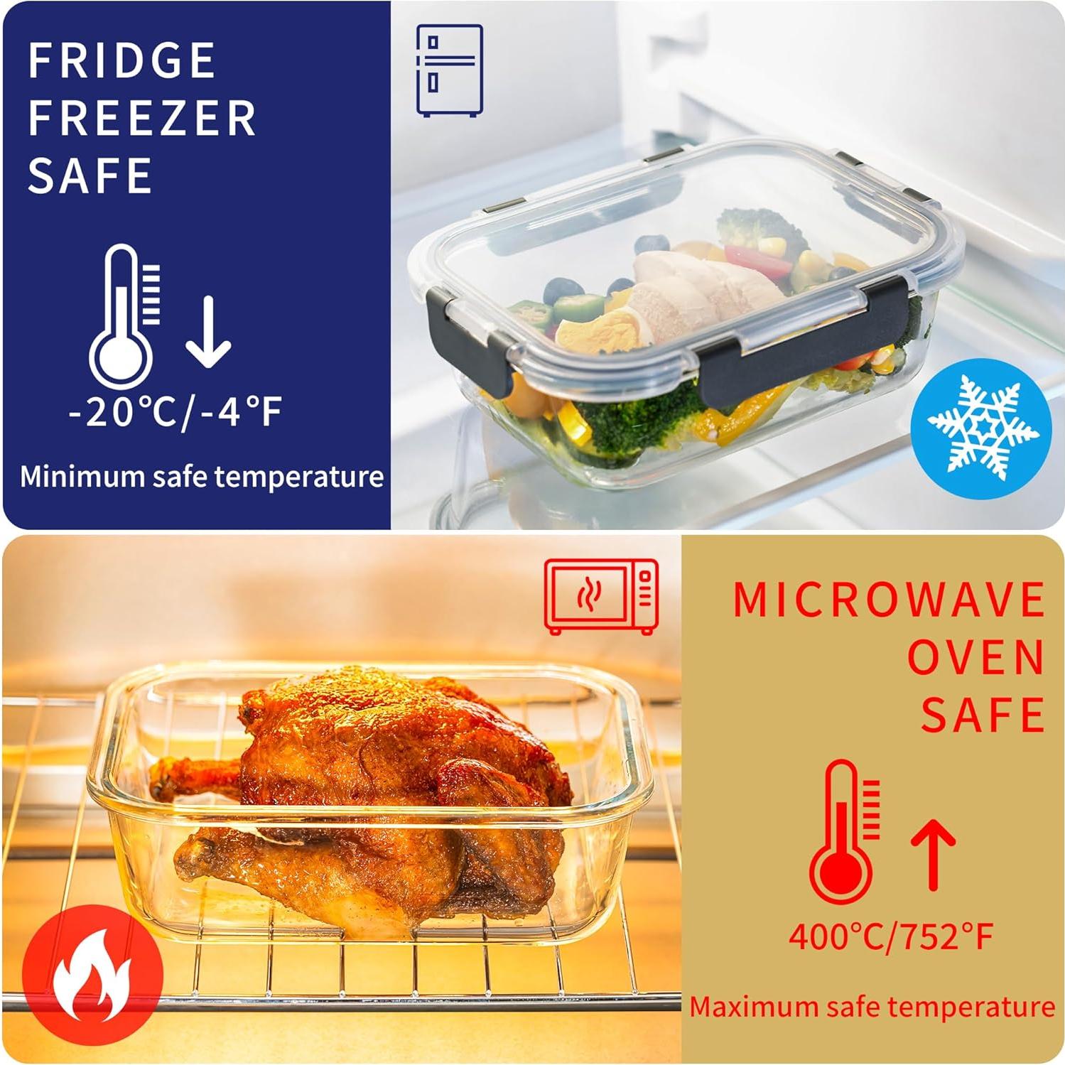 Contenedores de Almacenamiento de Vidrio MFY 5-Pack 1.06L Verde