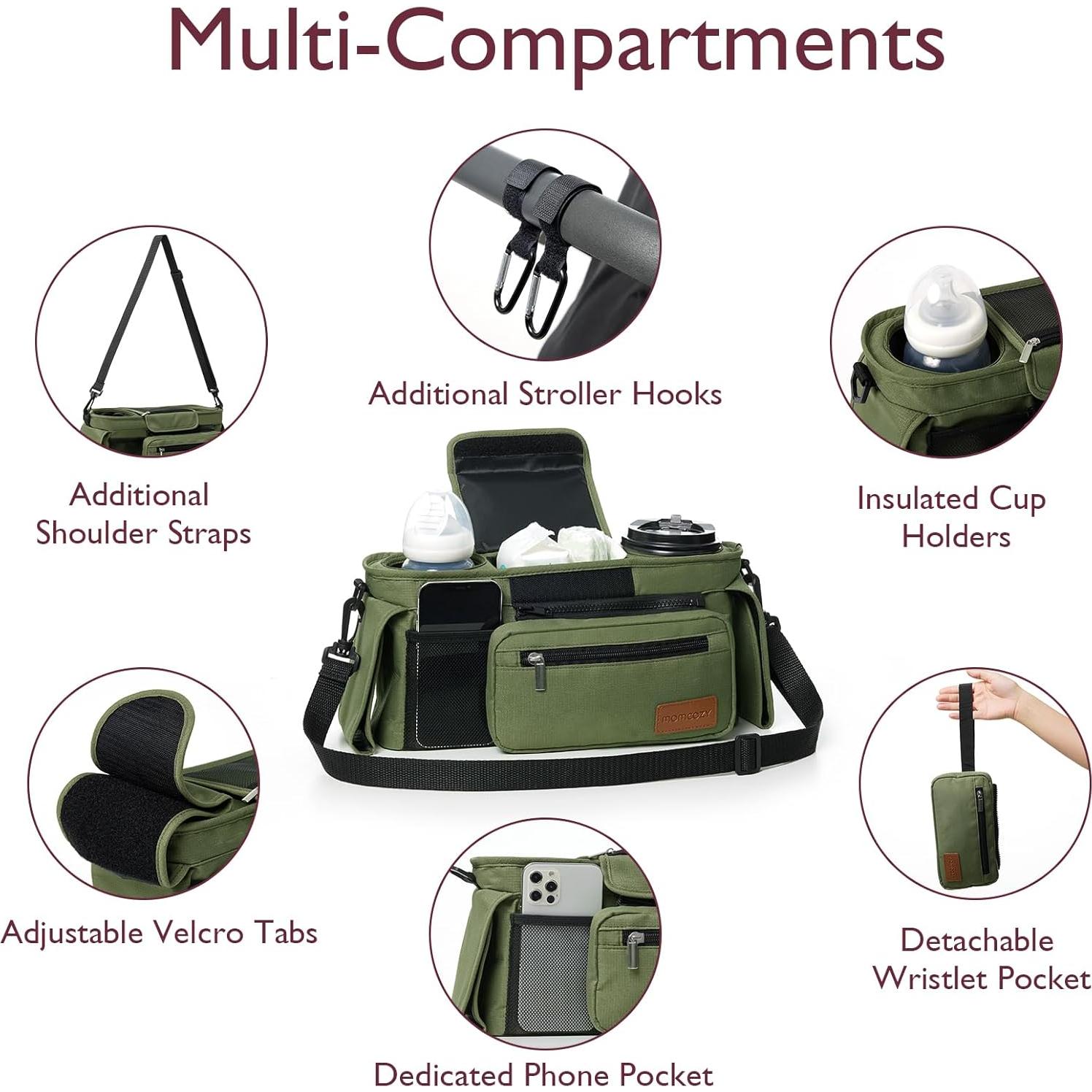 Organizador Universal para Carro Momcozy Verde con Soporte para Vaso