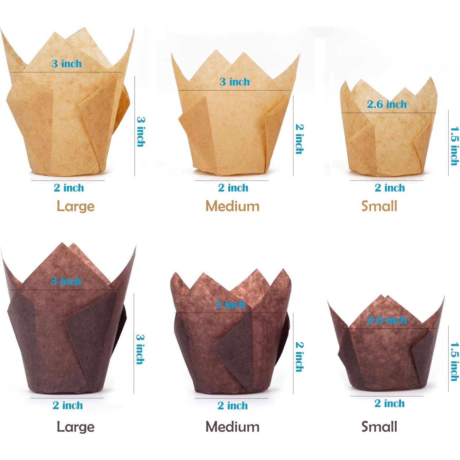 Forros de Tulipán para Cupcake Manzana Dorada 200 Pcs Pequeño Marrón