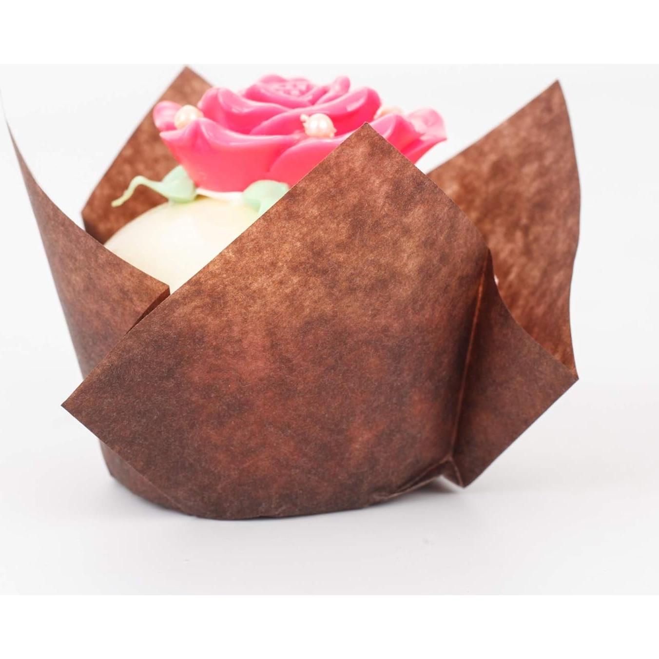 Forros de Tulipán para Cupcake Manzana Dorada 200 Pcs Pequeño Marrón