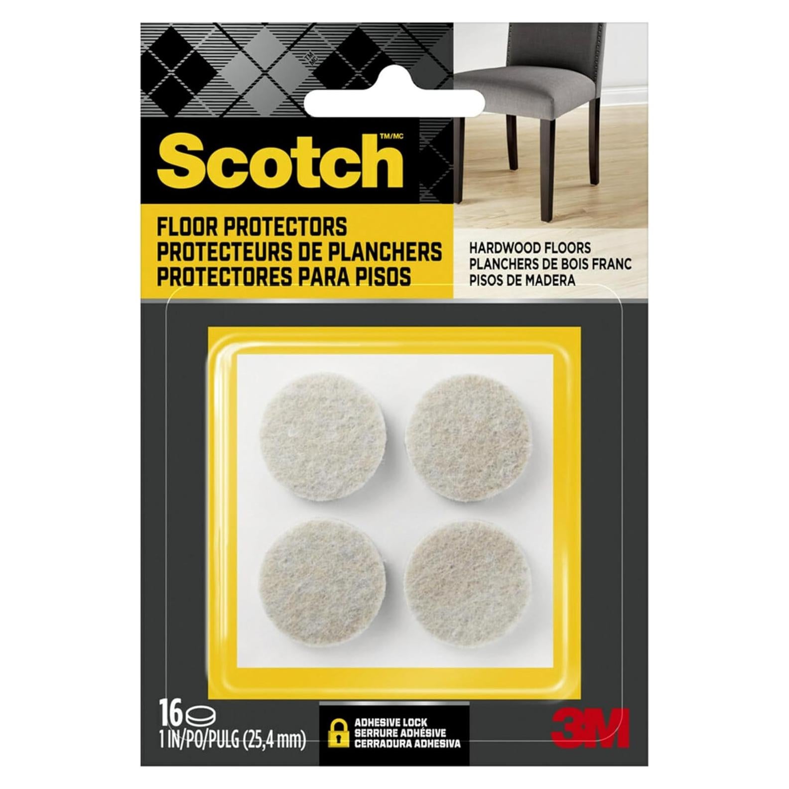 Almohadillas de Fieltro Scotch para Muebles Beige 16 Unidades 2.54 cm