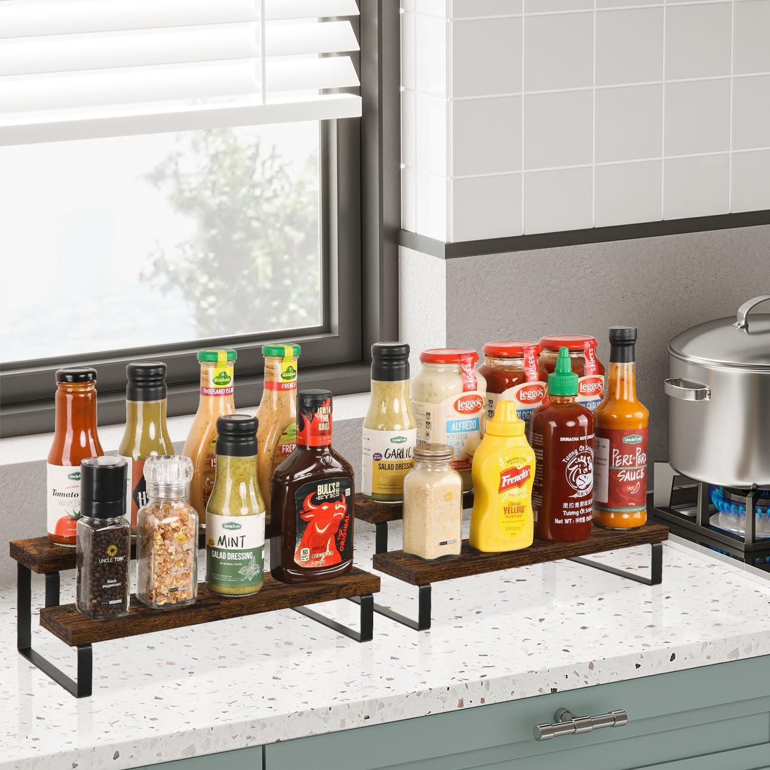 Soporte de Exhibición de Madera YINMIT 2 Niveles Marrón