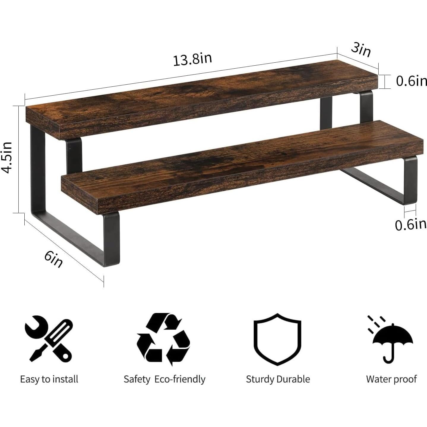 Soporte de Exhibición de Madera YINMIT 2 Niveles Marrón