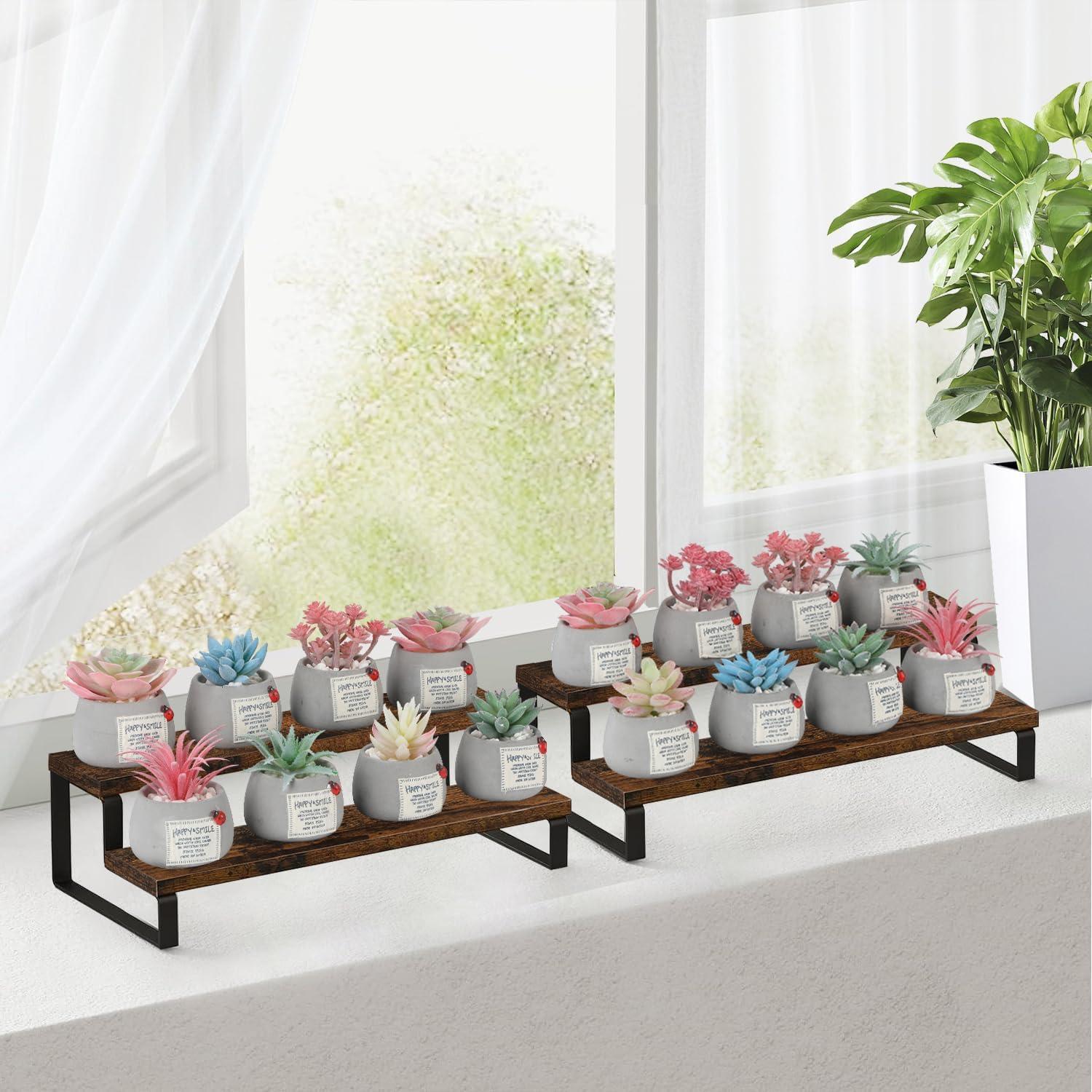 Soporte de Exhibición de Madera YINMIT 2 Niveles Marrón