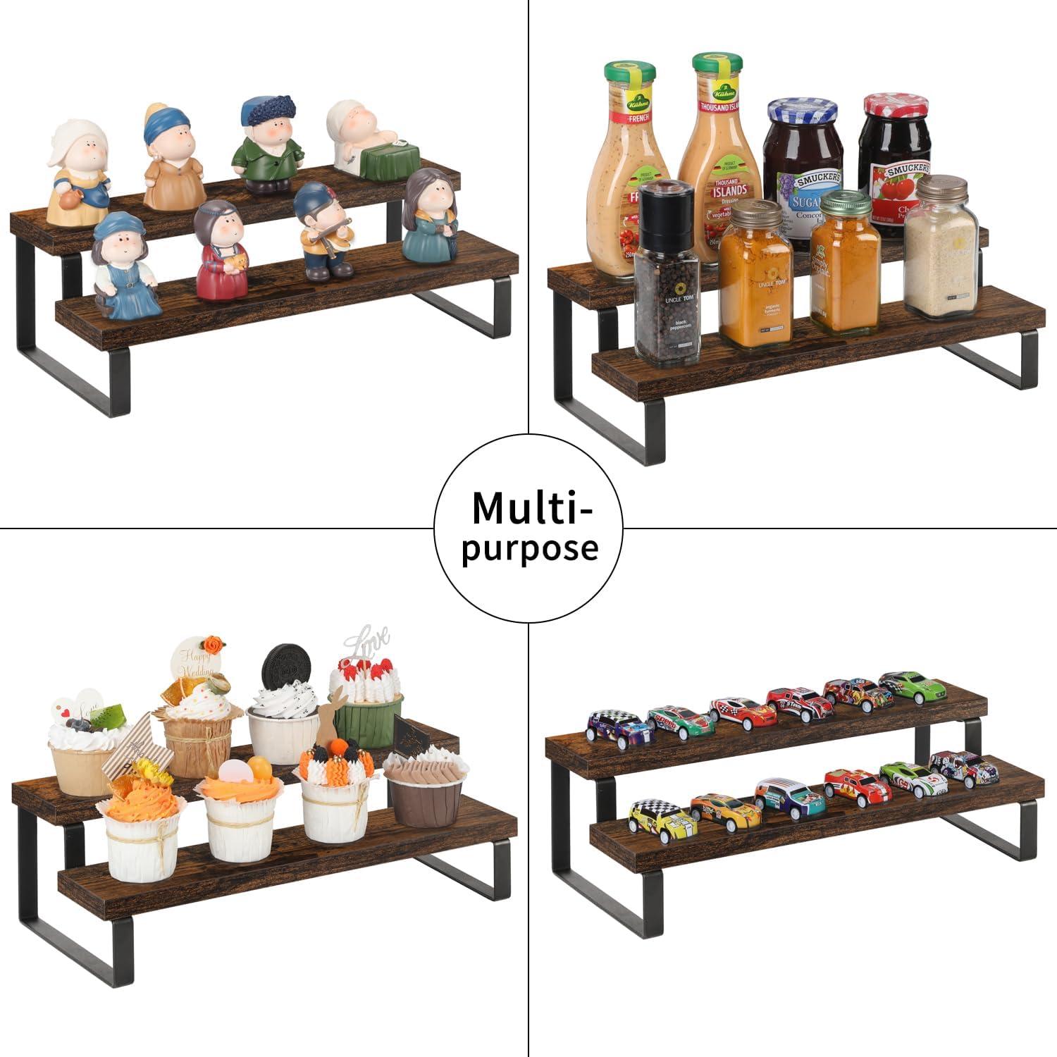 Soporte de Exhibición de Madera YINMIT 2 Niveles Marrón