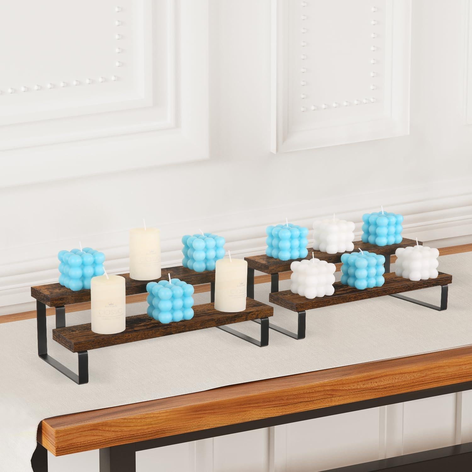 Soporte de Exhibición de Madera YINMIT 2 Niveles Marrón