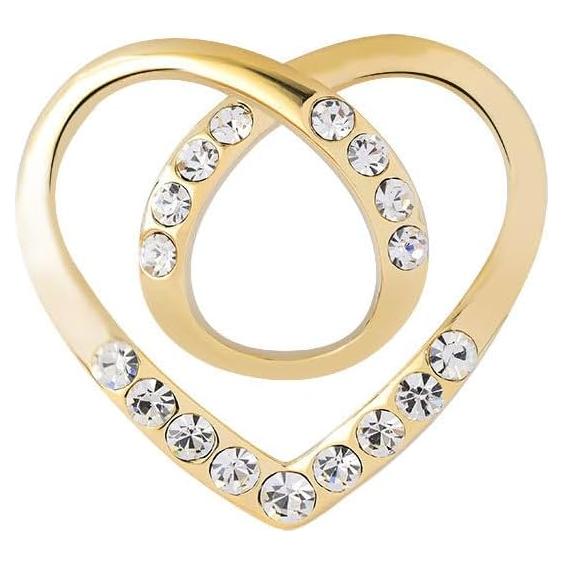 Clip de Bufanda Corazón Dorado con Perlas y Rhinestones