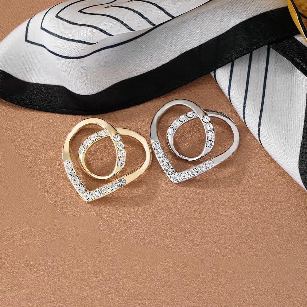 Clip de Bufanda Corazón Dorado con Perlas y Rhinestones