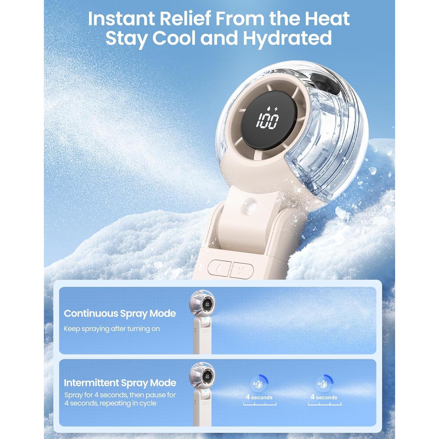 Ventilador Portátil TriPole KW60 con Nebulización y Batería 4000mAh