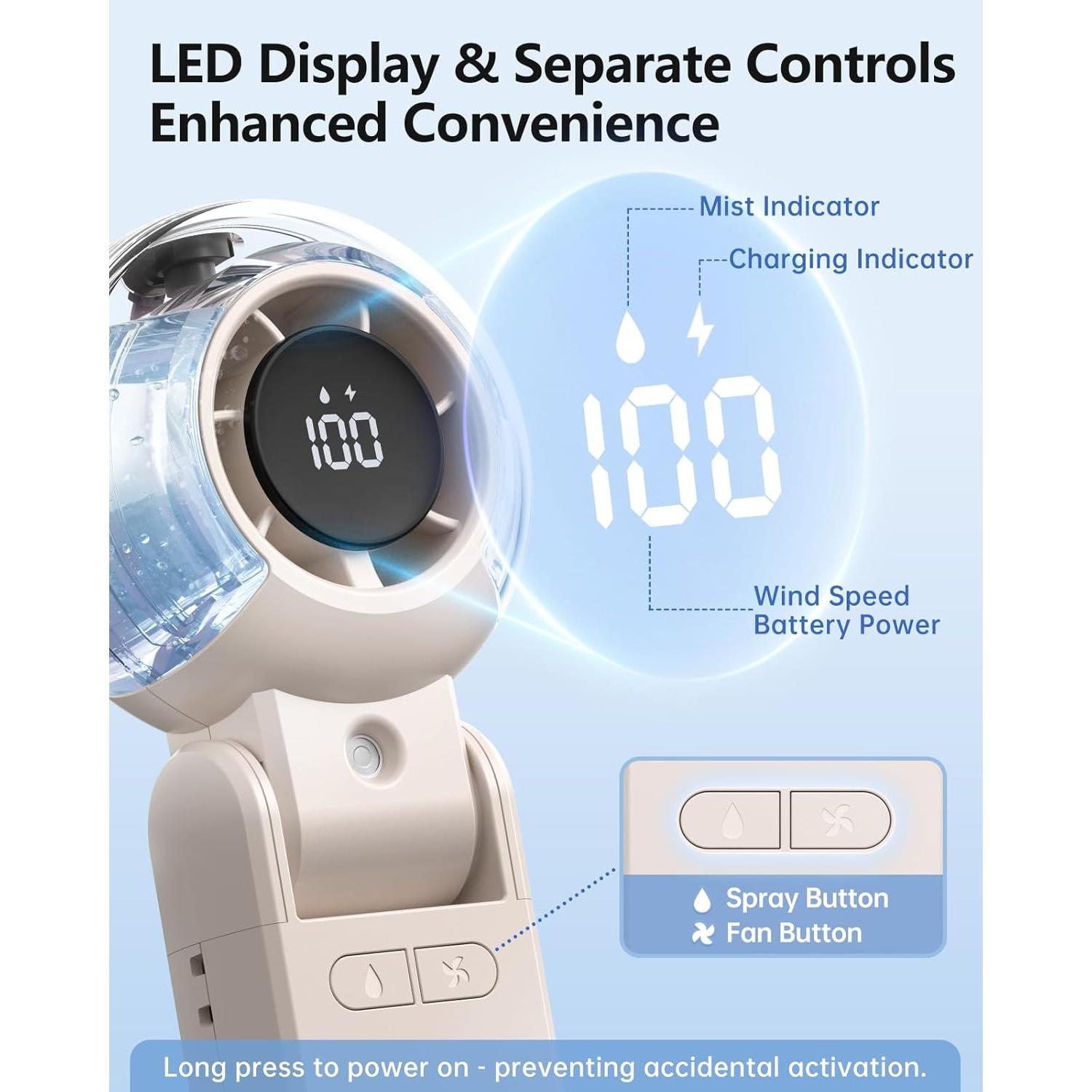 Ventilador Portátil TriPole KW60 con Nebulización y Batería 4000mAh