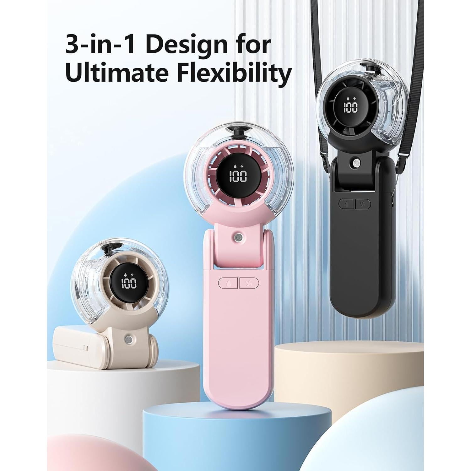 Ventilador Portátil TriPole KW60 con Nebulización y Batería 4000mAh